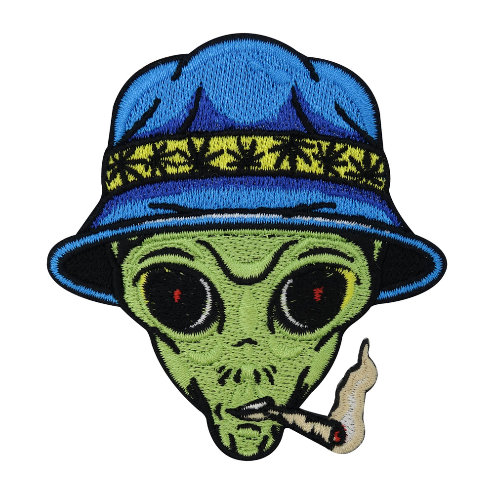 Kiffer-Alien-Ufo-Hut-Marihuana-Patch-Aufnäher