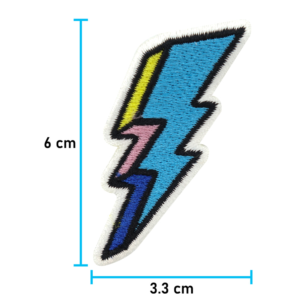 Blauer-Blitz-Jeansjacken-Patch-Aufbügler-Thunder-Maße