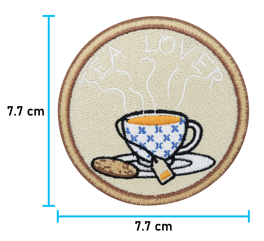 Tee-Lover-Getränk-Patch-Bügelpatch-Maße