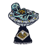 Alien Pizza Service Patch zum Aufbügeln, Lustige Ufo Flicken