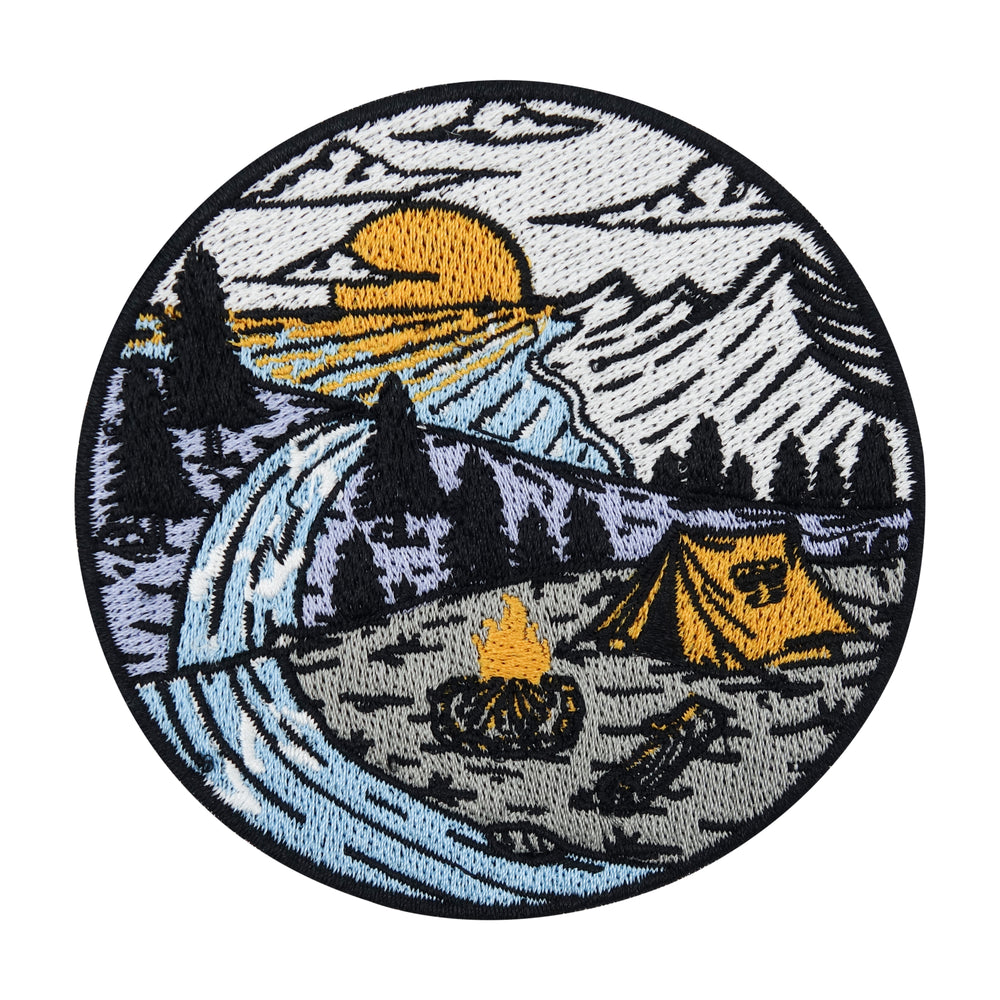 Sonne-Fluss-Berge-Aufnäher