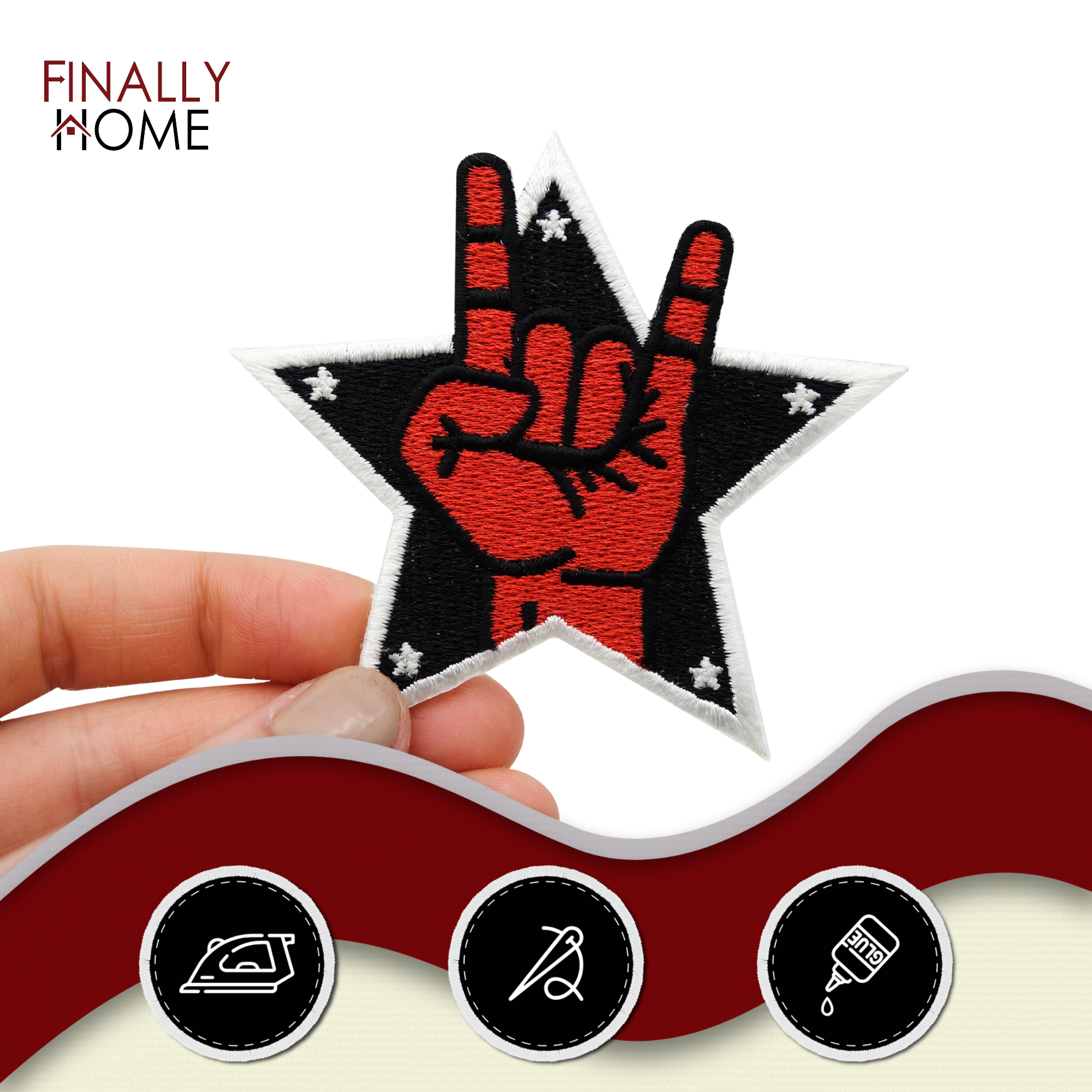Rock Stern Patches zum Aufbügeln | Musik Patch, Bügelflicken, Flicken, Aufnäher Finally Home