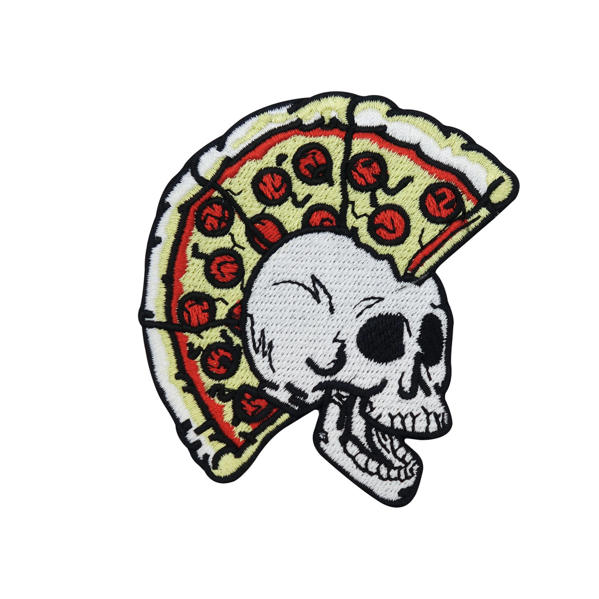 Totenkopf mit Pizza Haaren Bügelbild Patch zum Aufbügeln | Patches, Aufbügelmotive Finally Home