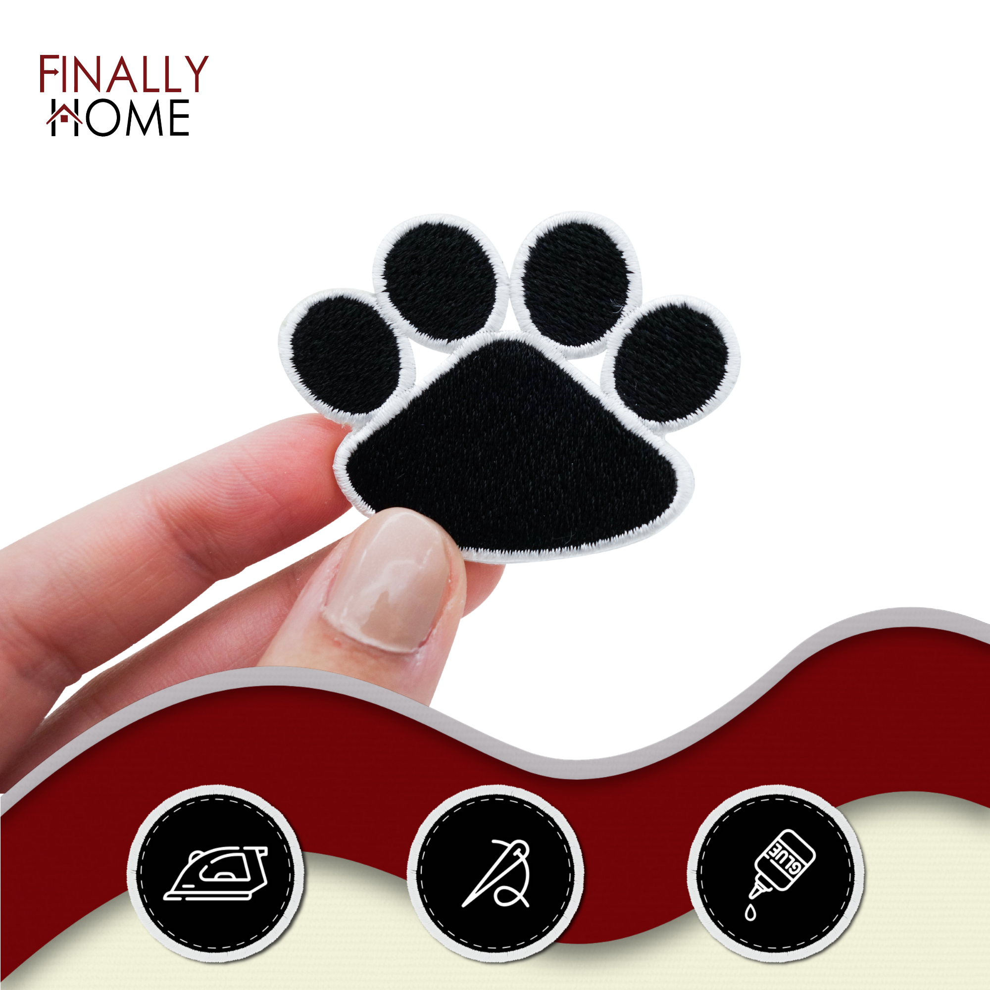 Zwei Schwarze Hundepfoten Patches zum Aufbügeln | Hunde Pfote Patch, Bügelflicken, Flicken, Aufnäher Finally Home