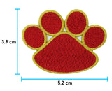 Zwei rote Hundepfoten Patches zum Aufbügeln | Zwei Hunde Pfoten Patch, Bügelflicken, Flicken, Aufnäher