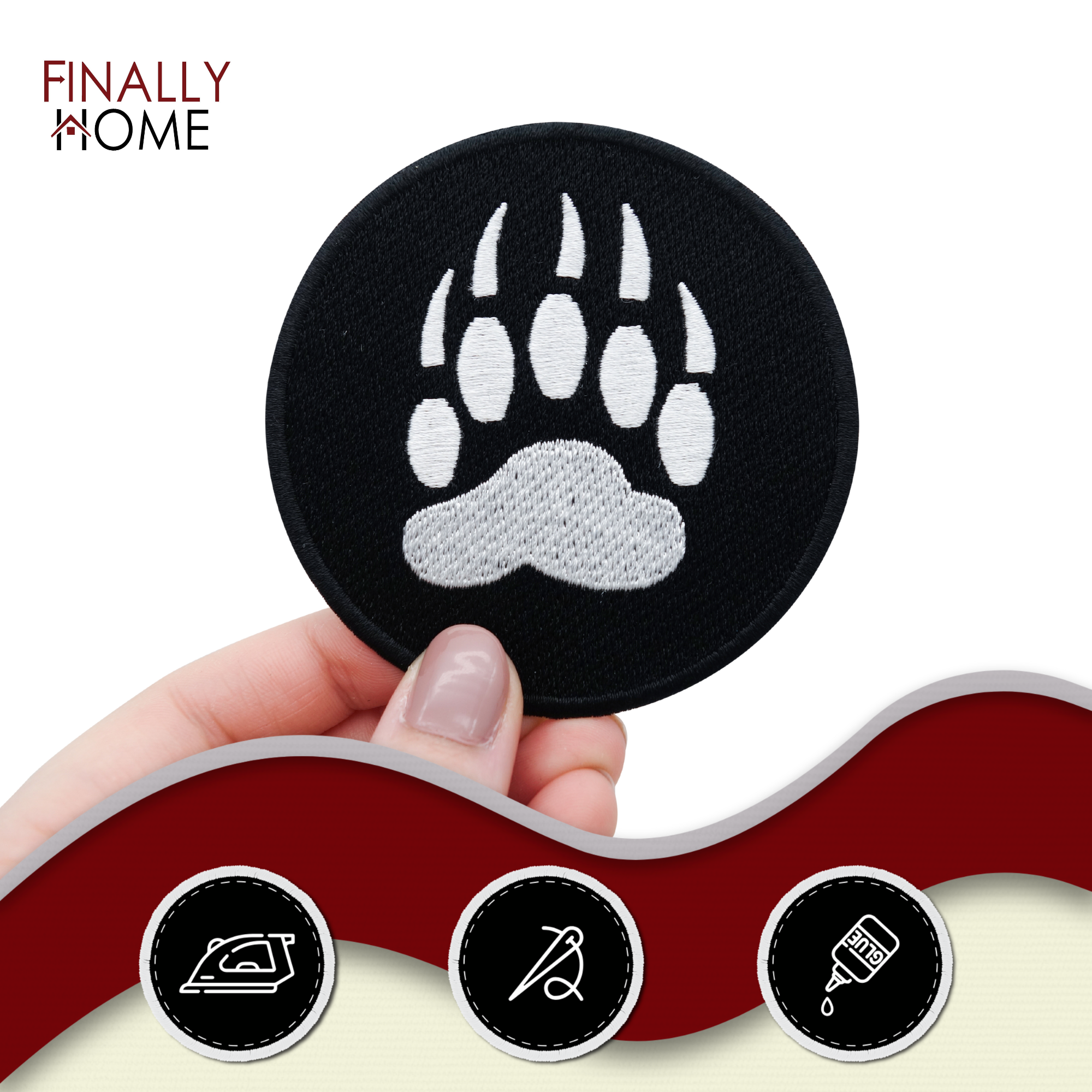 Runde Hundepfote Bügelbild Patch zum Aufbügeln | Hunde Pfote Patches, Aufbügelmotive Finally Home