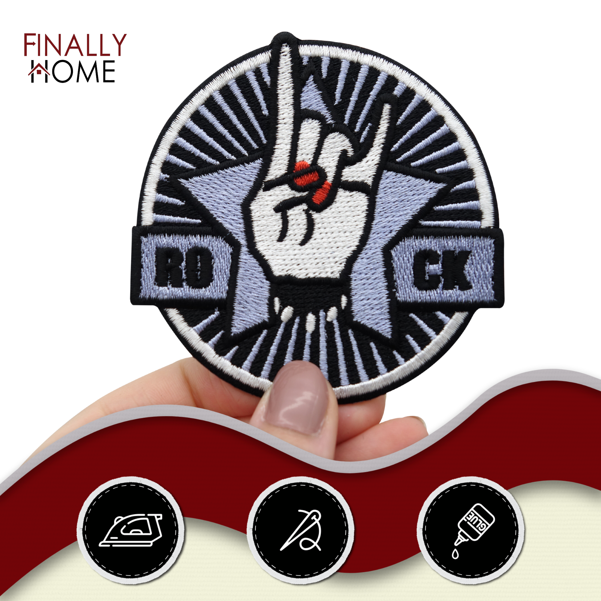 Rock Hand Bügelbild Patch zum Aufbügeln | Musik Patches, Aufbügelmotive, Finally Home
