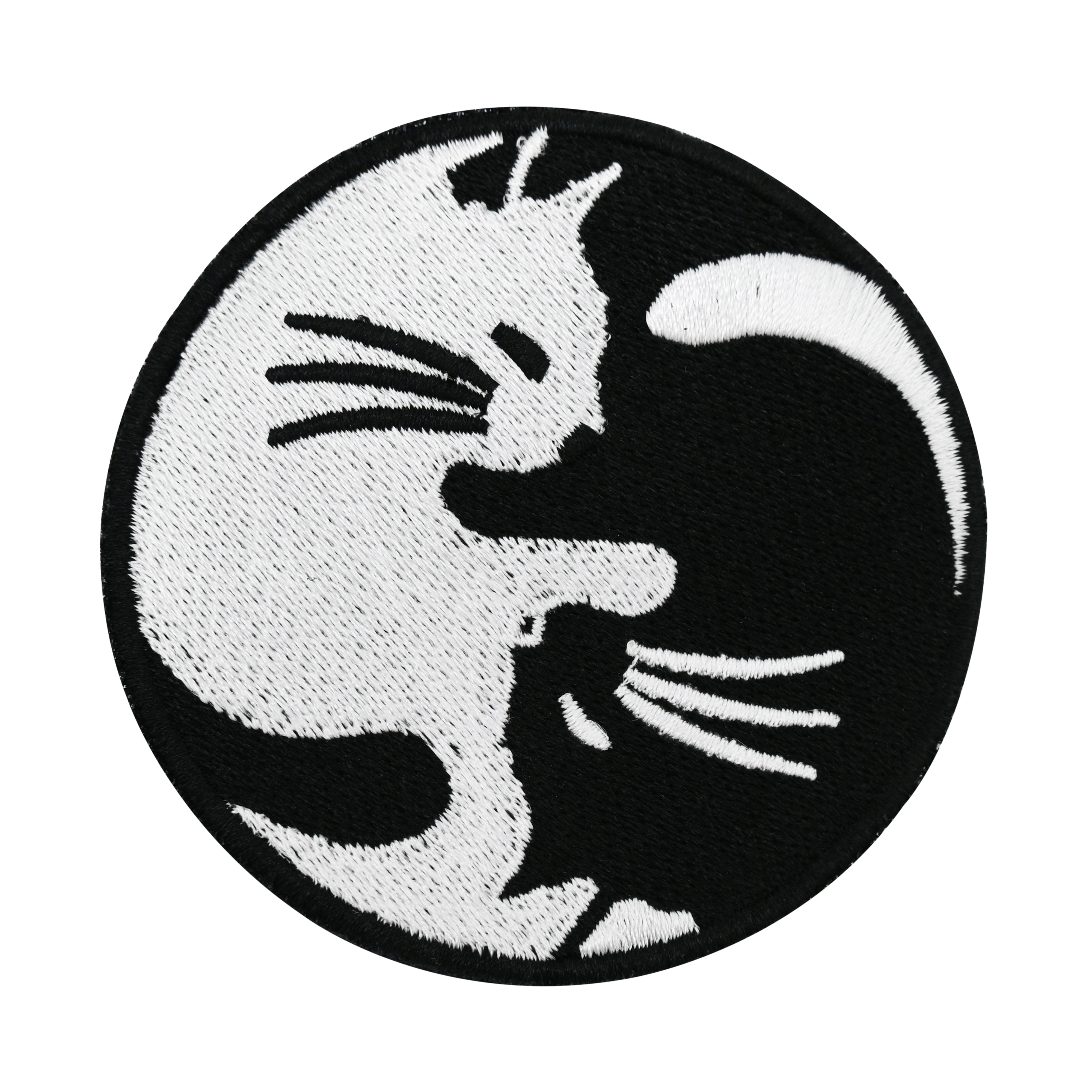 Klett Patch - Yin & Yang Katze | Runde Klett Patches, Vintage Aufnäher, Hippie Klettpatches, Buddah Badge, Klettpatch, Finally Home