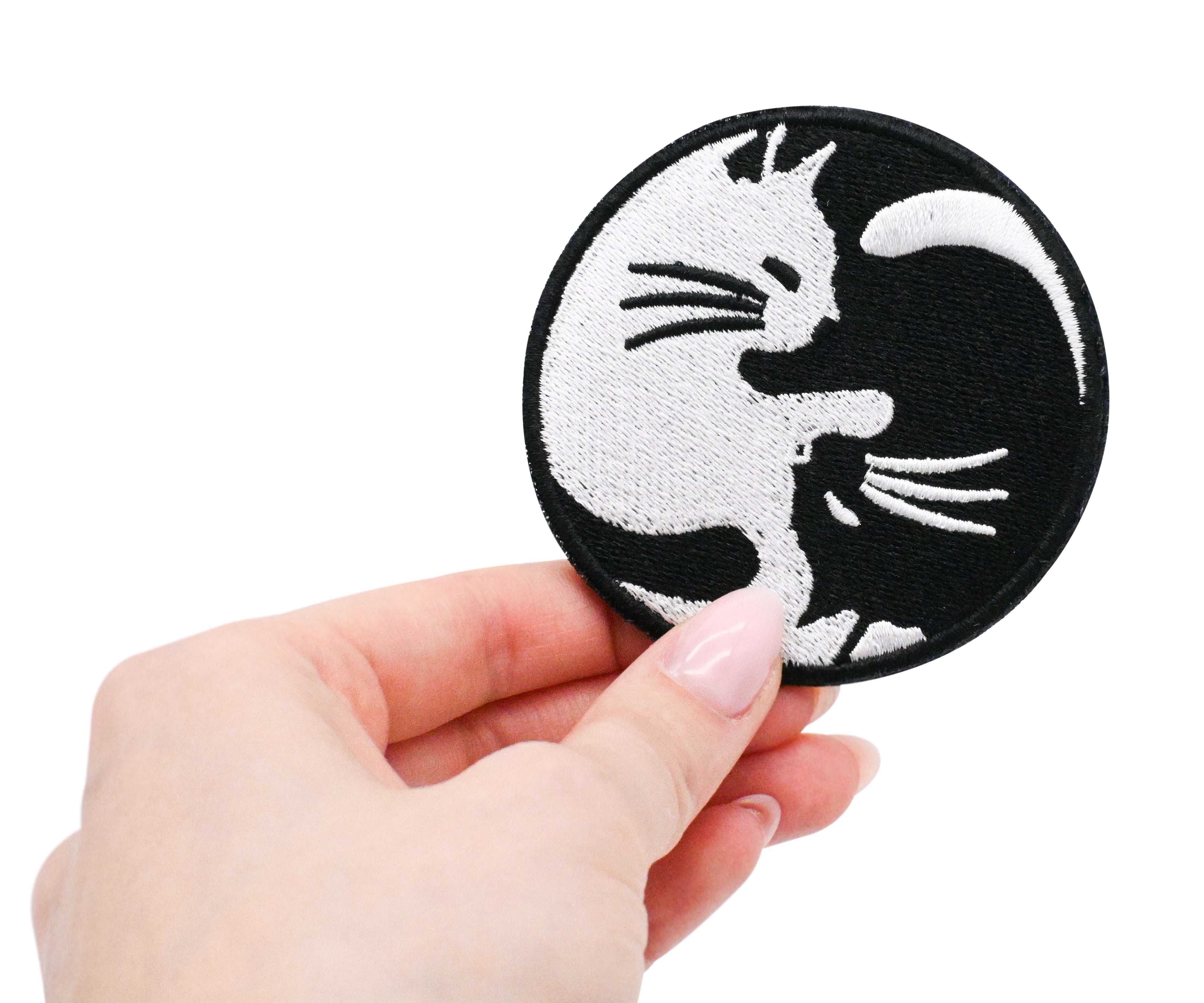 Klett Patch - Yin & Yang Katze | Runde Klett Patches, Vintage Aufnäher, Hippie Klettpatches, Buddah Badge, Klettpatch, Finally Home