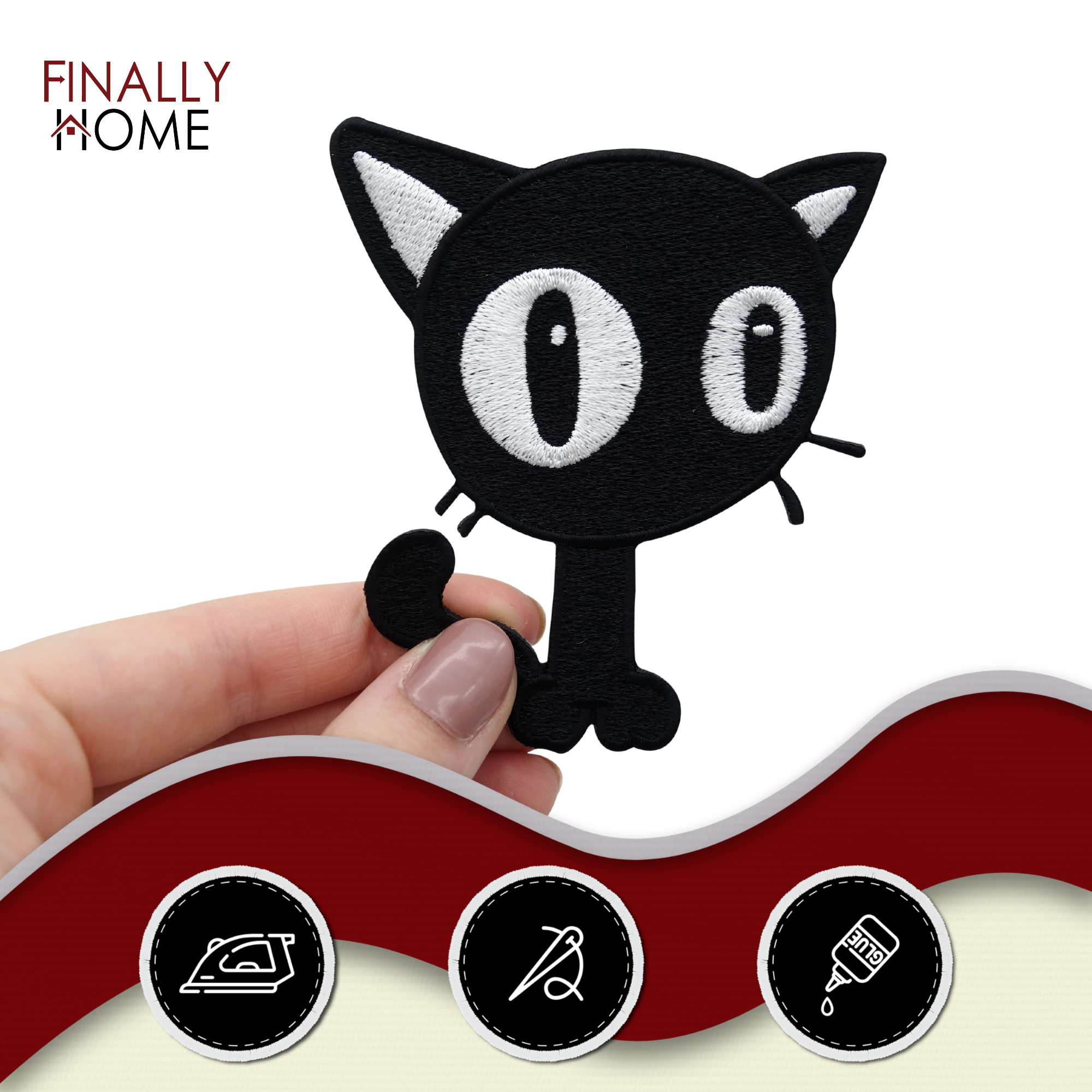 Schwarze Katze Bügelbild Patch zum Aufbügeln | Katzen Patches, Aufbügelmotive, Finally Home