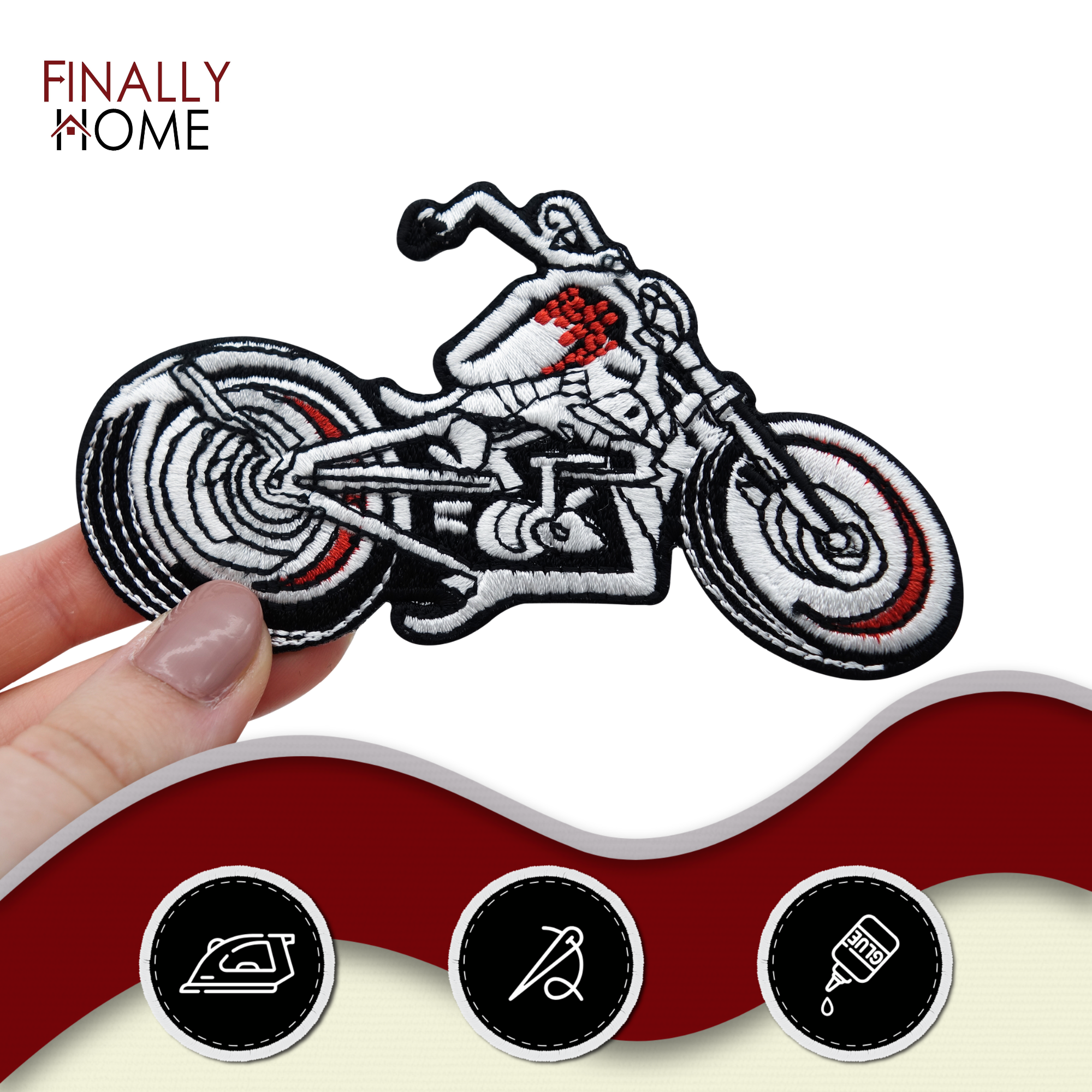 Motorrad Biker Bügelbild Patch zum Aufbügeln | Patches für Lederwesten, Aufbügelmotive, Finally Home
