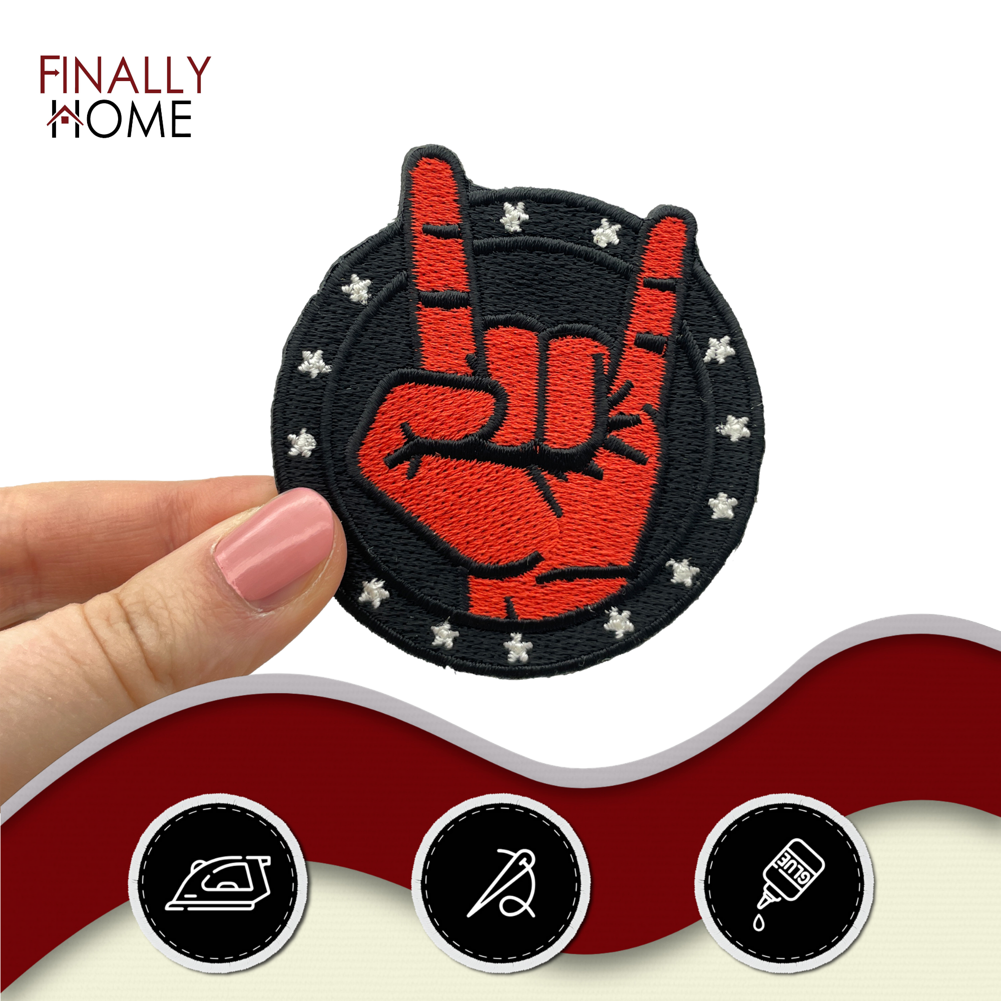 Rock Musik Band Finger Bügelbild Patch zum Aufbügeln | Patches, Aufbügelmotive Finally Home