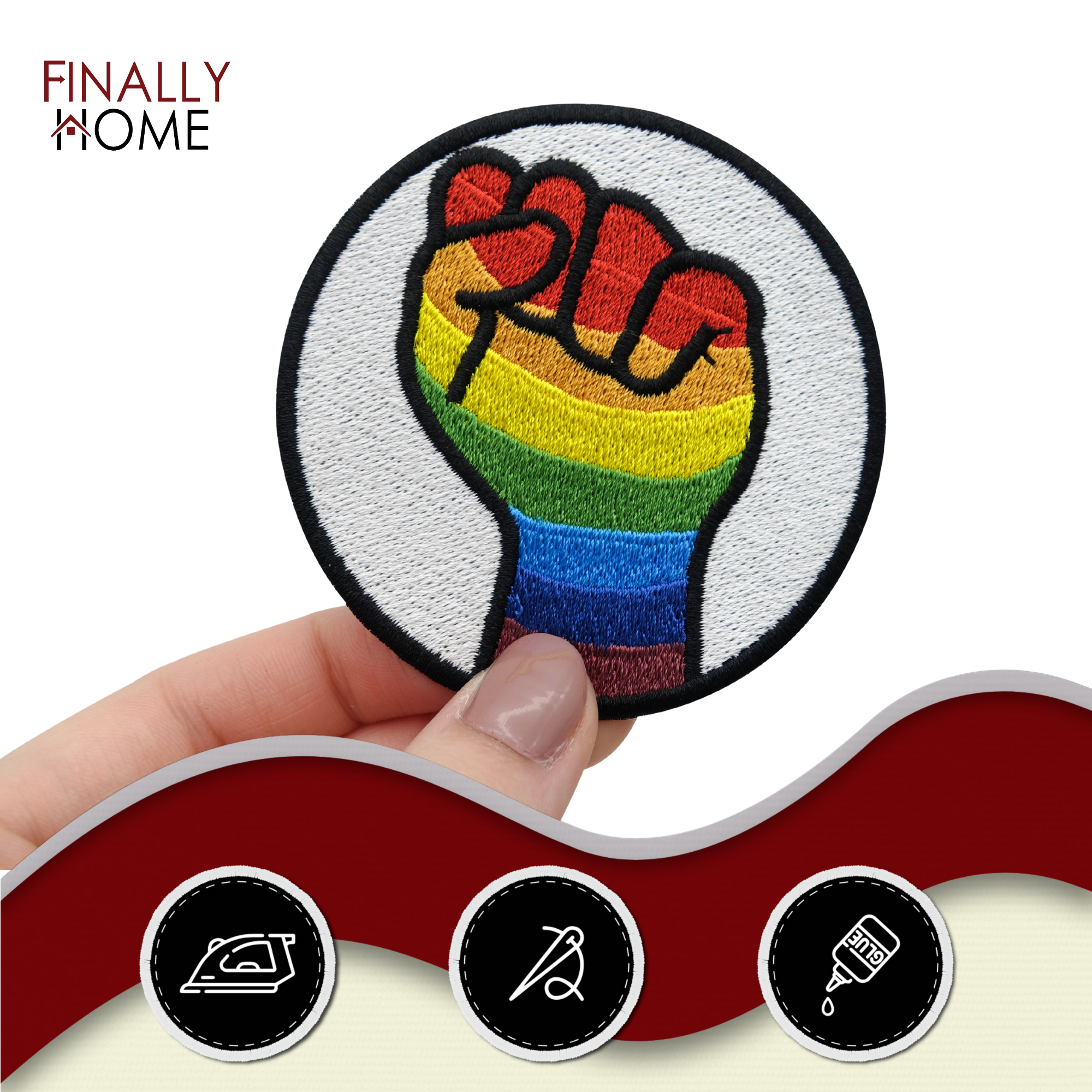 Regenbogen Faust Patches zum Aufbügeln | LGBT Patch, Gay Bügelflicken, Flicken, Aufnäher Finally Home