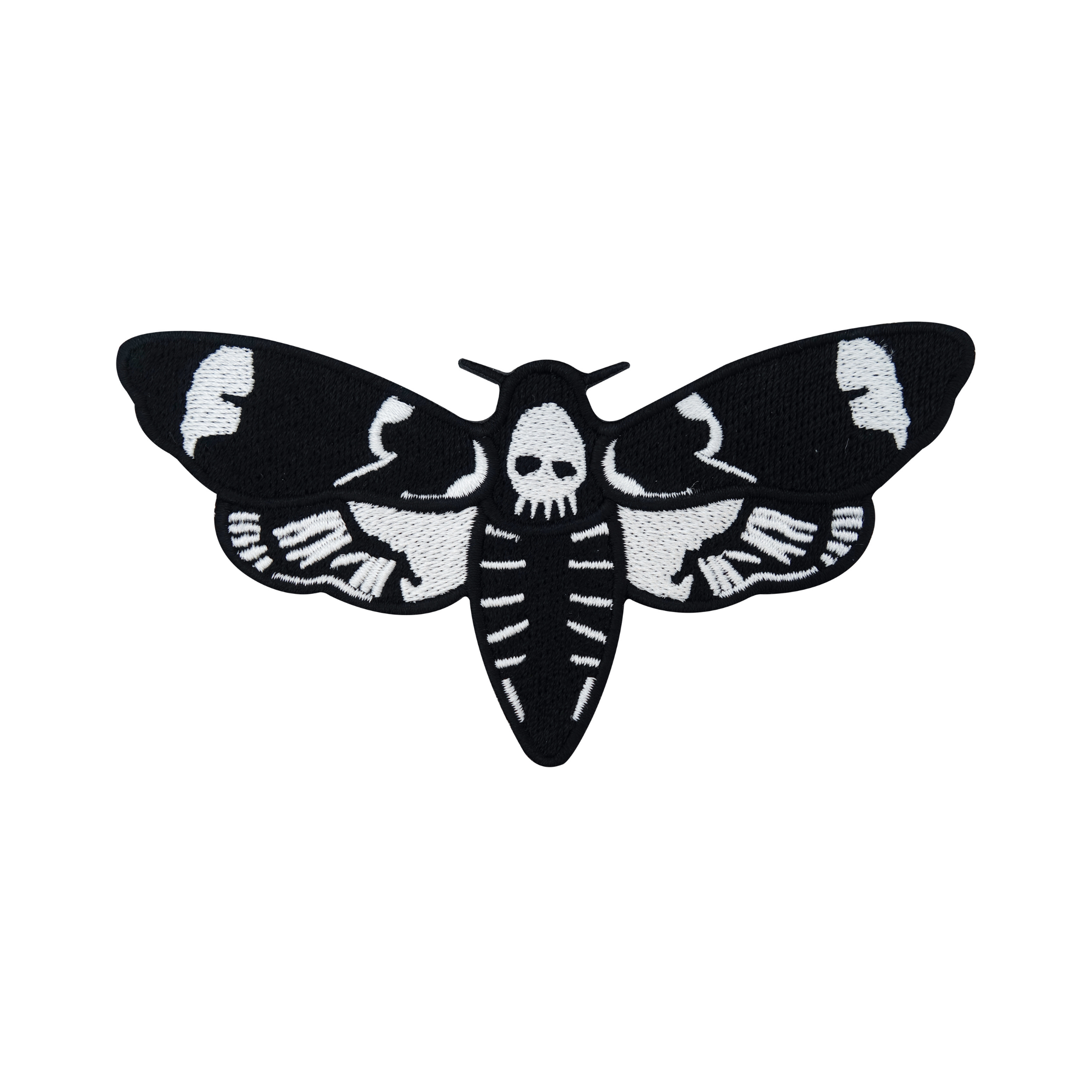 Schwarze Motte Totenkopf Motorrad Patch zum Aufbügeln Biker Aufnäher