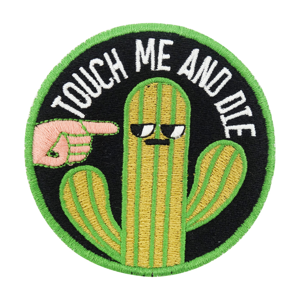 Schwarz-grüner Kaktus Touch Me And Die Klettpatch