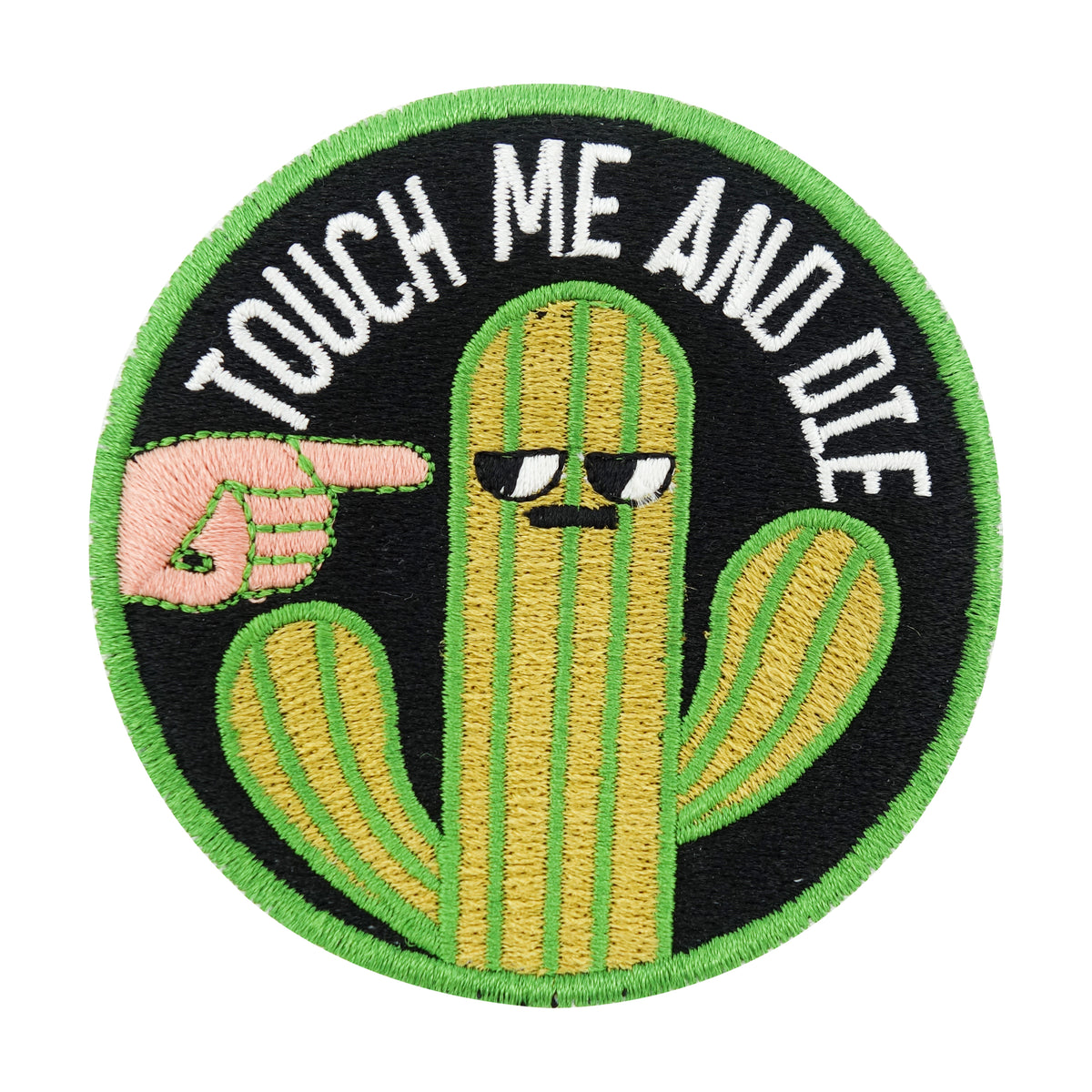 Schwarz-grüner Kaktus Touch Me And Die Klettpatch
