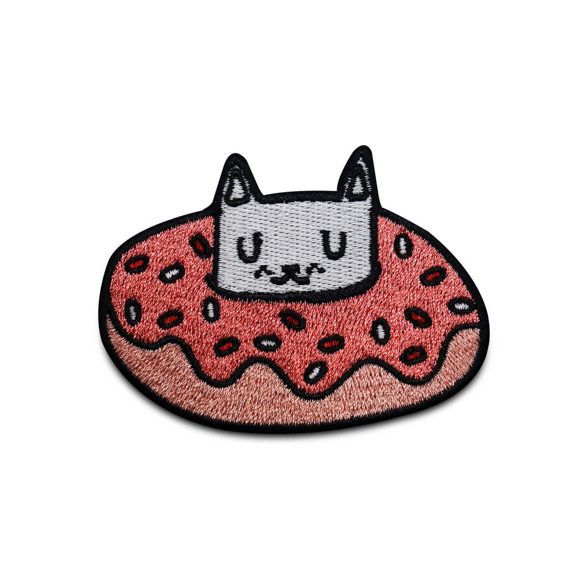 Katze schläft in Donut Patch zum Aufbügeln Patches Süßigkeiten Aufnäher