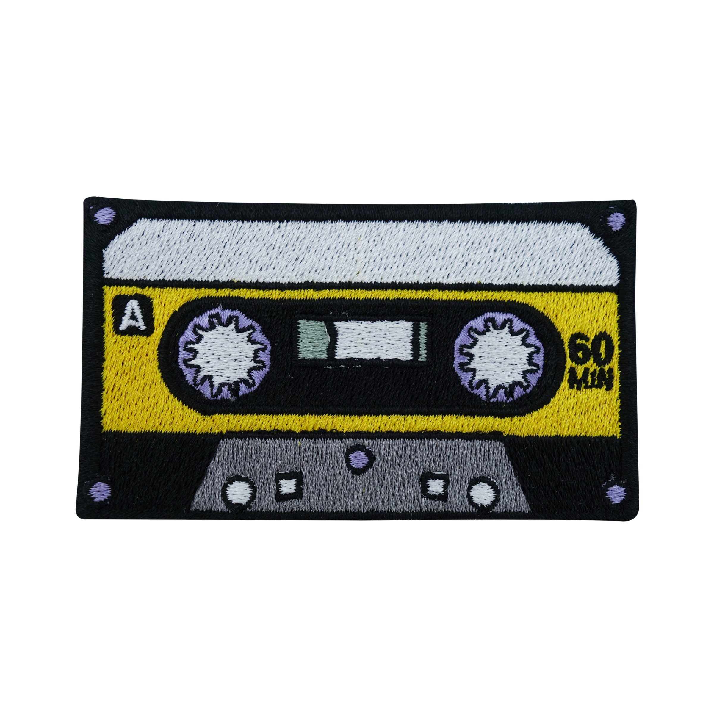 Gelbe 80er Kassette Patch zum Aufbügeln Musik, Vintage Aufnäher Bügelbild