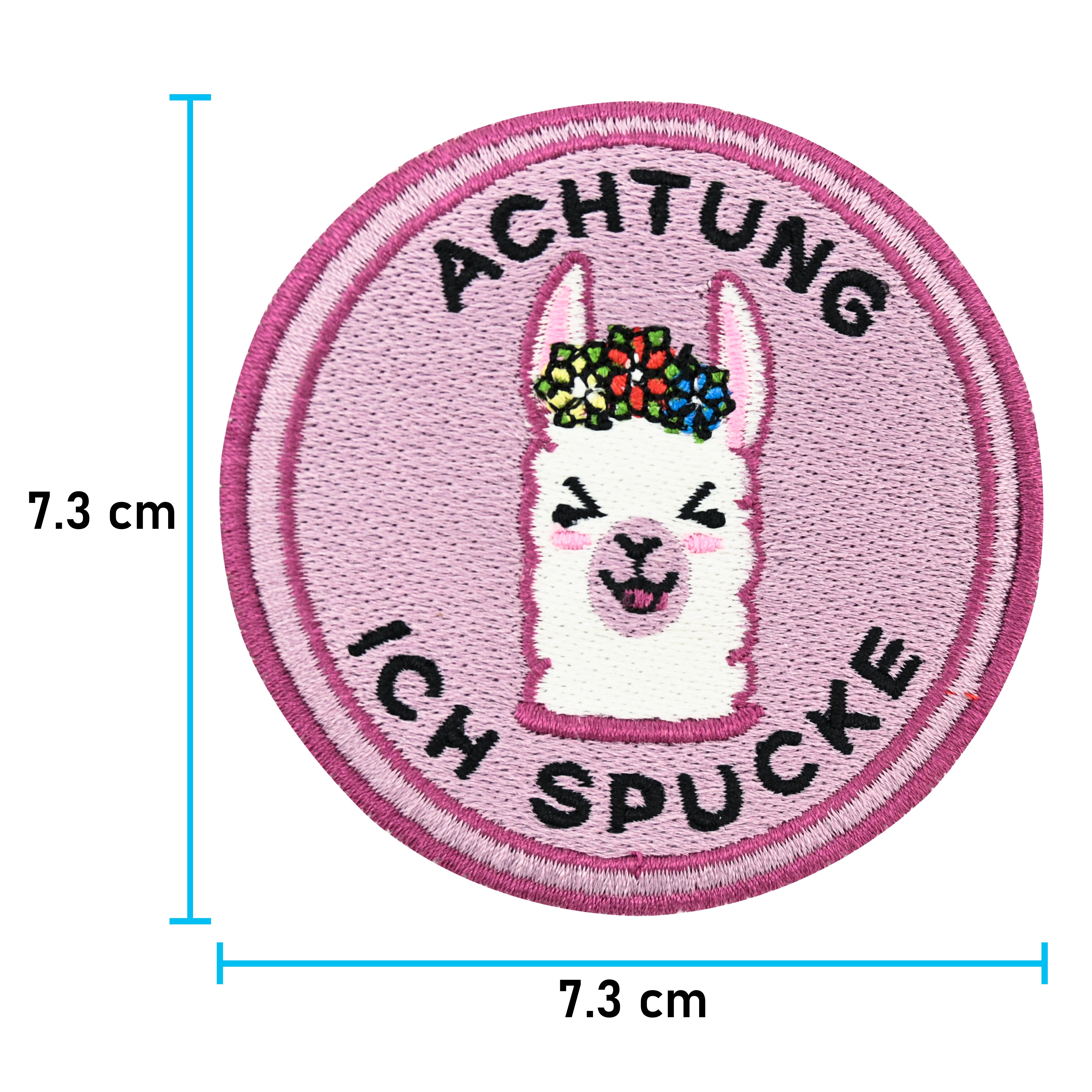 Klett Patch - Achtung ich Spucke Lama | Klett Patches Rund, Aufnäher, Lustige Klettpatches, Badge, Rosa Klettpatch, Finally Home