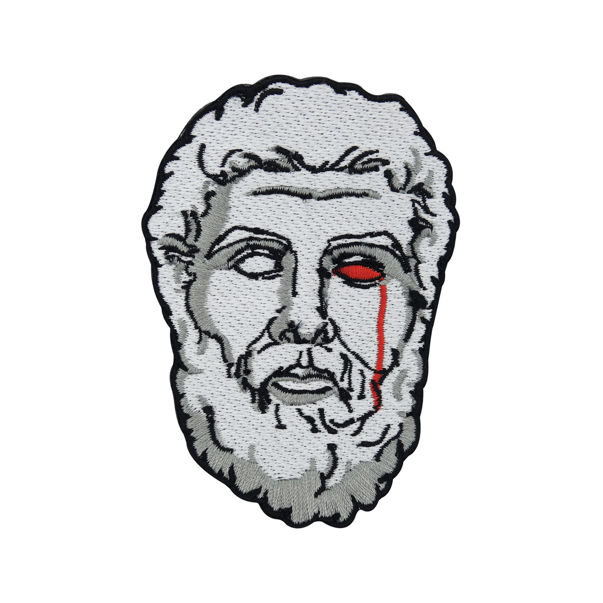 Mythos Collection: Weinende Statur mit Bart Patch zum Aufbügeln | Mythologie Patches, Blut Bügelflicken, rot weiß Flicken, Kunst Aufnäher für Erwachsene Männer und Frauen Finally Home