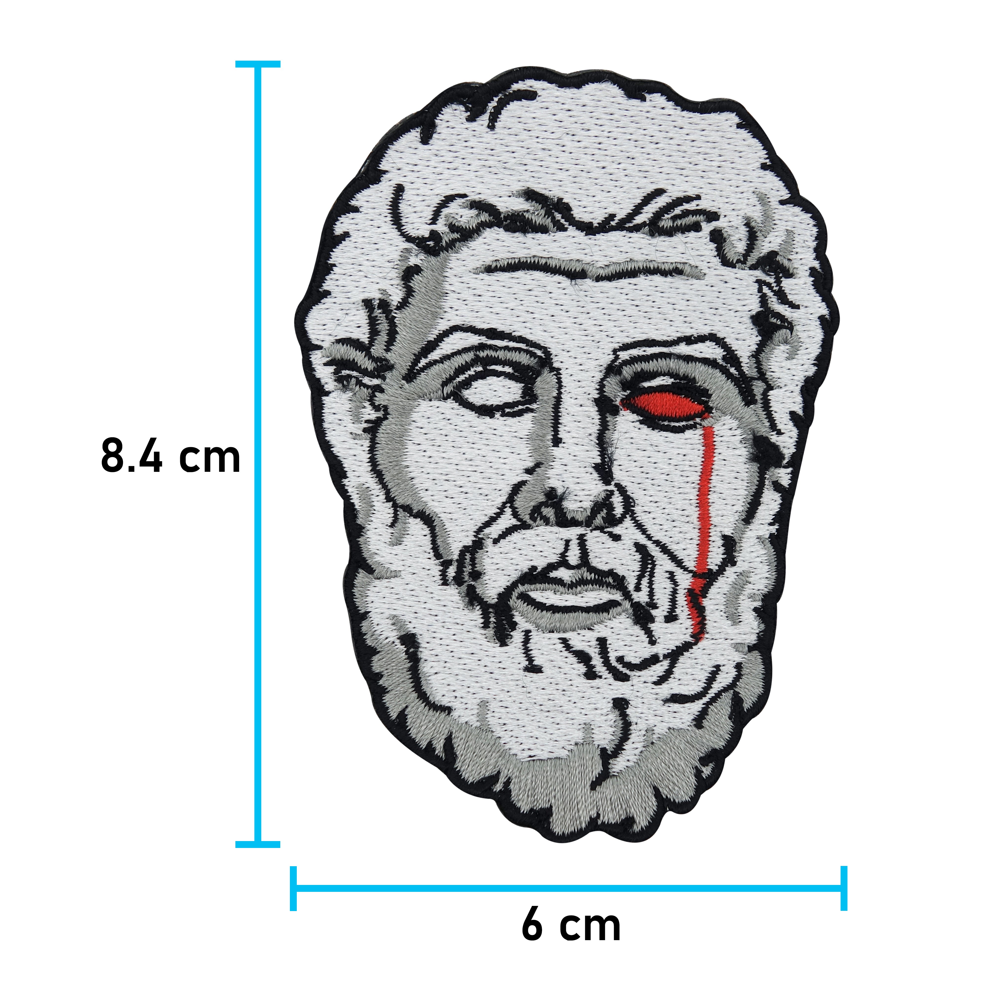 Mythos Collection: Weinende Statur mit Bart Patch zum Aufbügeln | Mythologie Patches, Blut Bügelflicken, rot weiß Flicken, Kunst Aufnäher für Erwachsene Männer und Frauen Finally Home