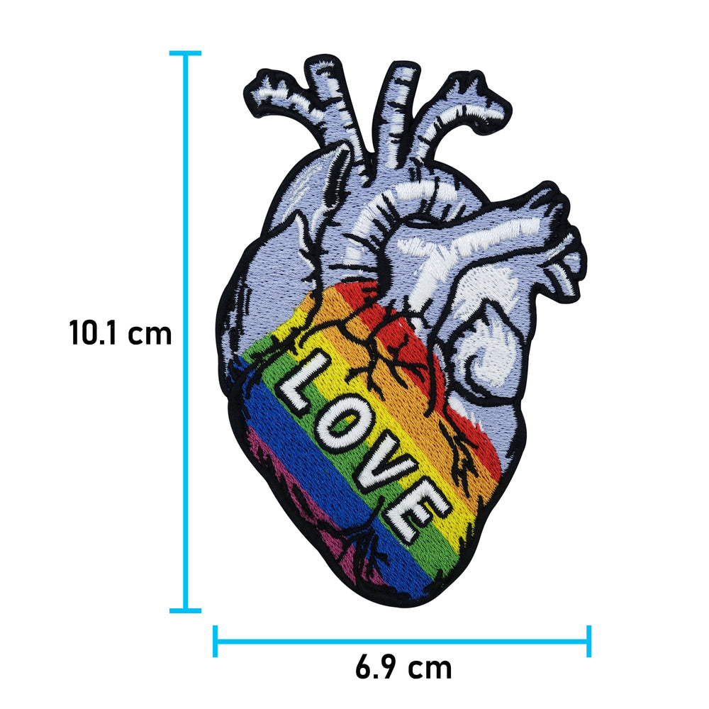 LGBTQ Herz Patch mit der Maße: 10,1 x 6,9 cm