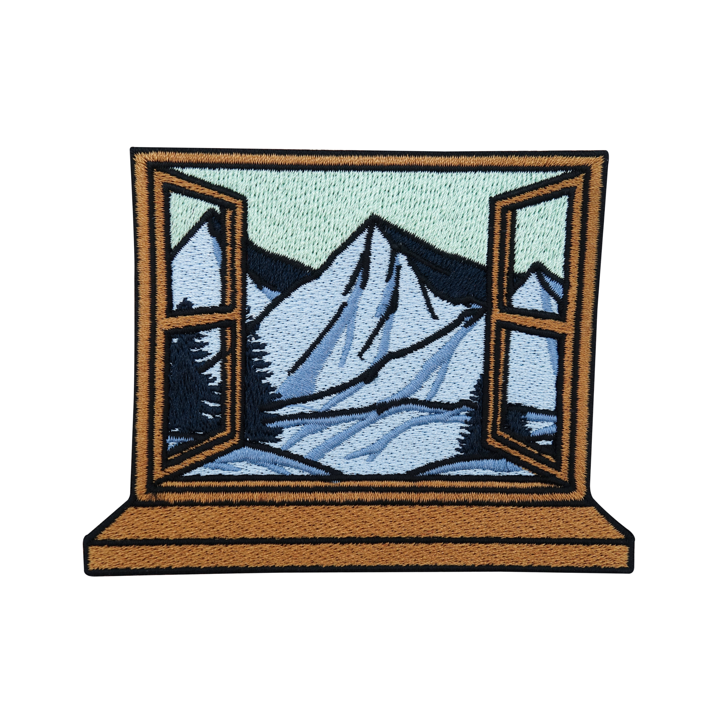 Fenster in Bergen Bügelpatch Wandern Patch Berg Aufnäher, Aufbügler