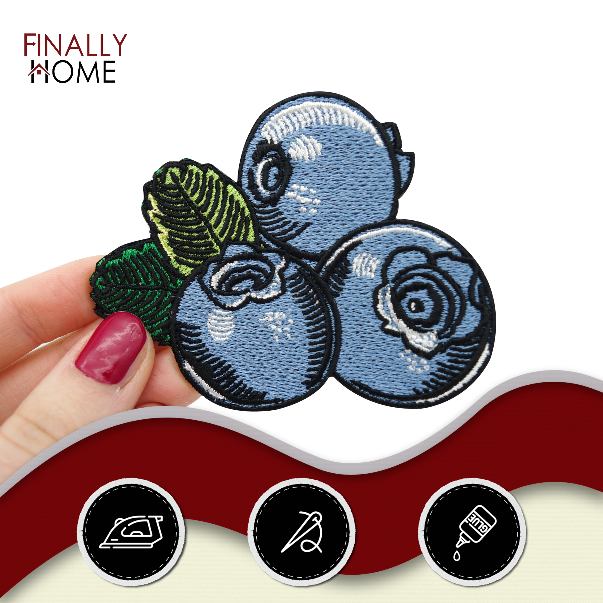 Blaubeeren Heidelbeere Obst Patch zum Aufbügeln | Früchte Blüten Patches, Essen Food Bügelflicken, Blaue Frucht Flicken, Wald Beeren Aufnäher, Finally Home