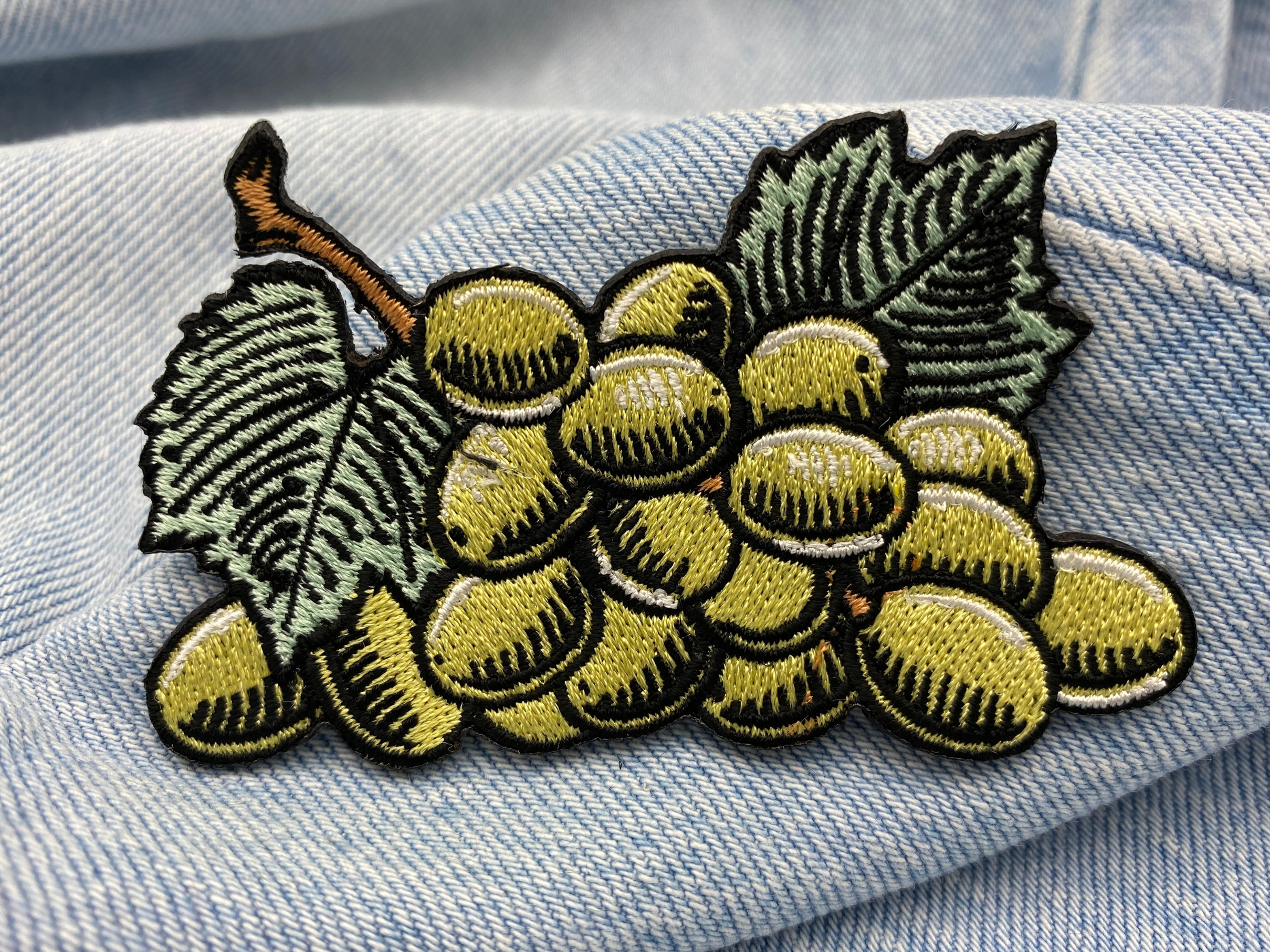 Griechische Weintrauben Obst Patch zum Aufbügeln | Früchte Blüten Patches, Essen Bügelflicken, Grüne Frucht Flicken, Food Aufnäher Finally Home