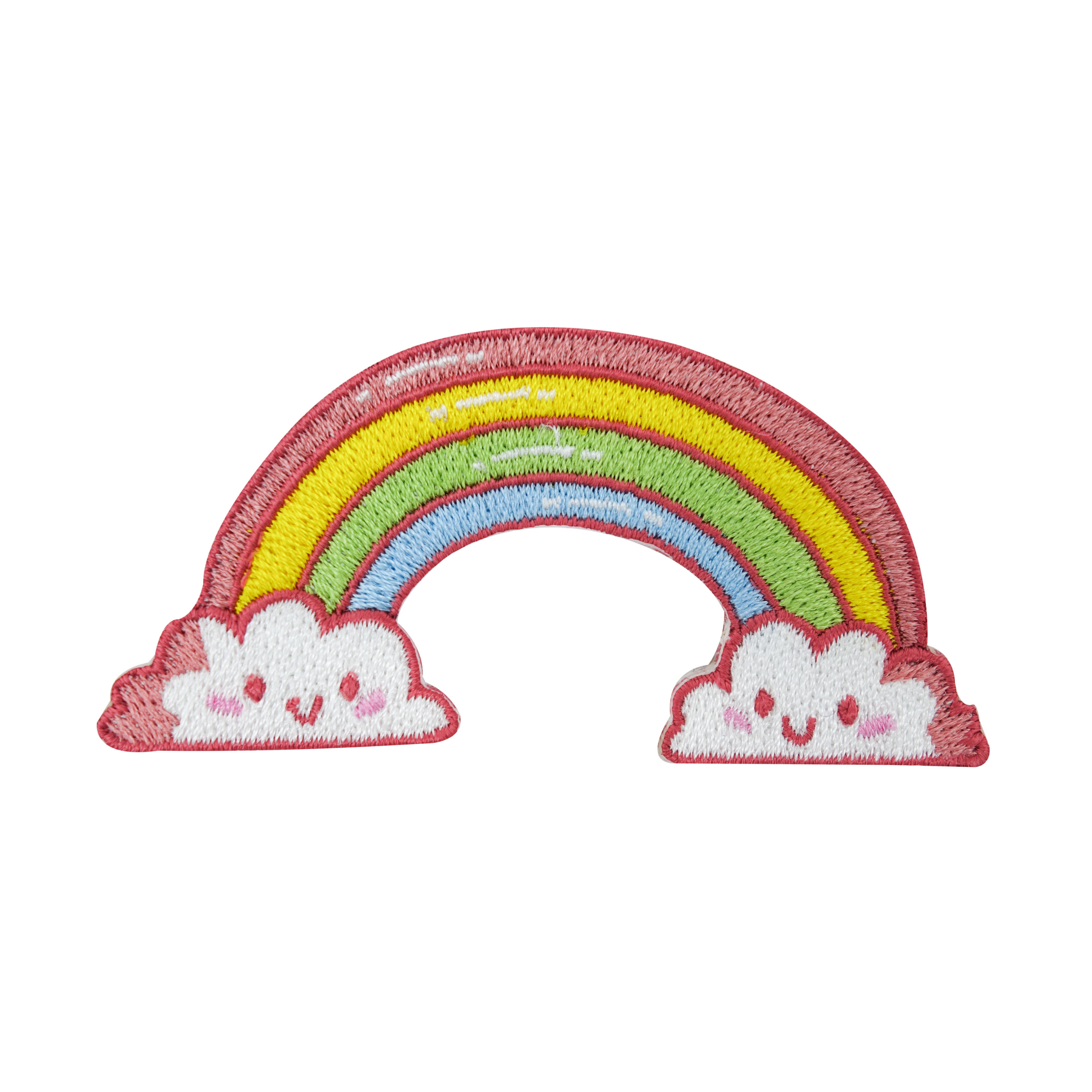 Small rainbow in clouds patch for ironing on Rainbow for denim jackets 