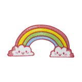 Small rainbow in clouds patch for ironing on Rainbow for denim jackets 