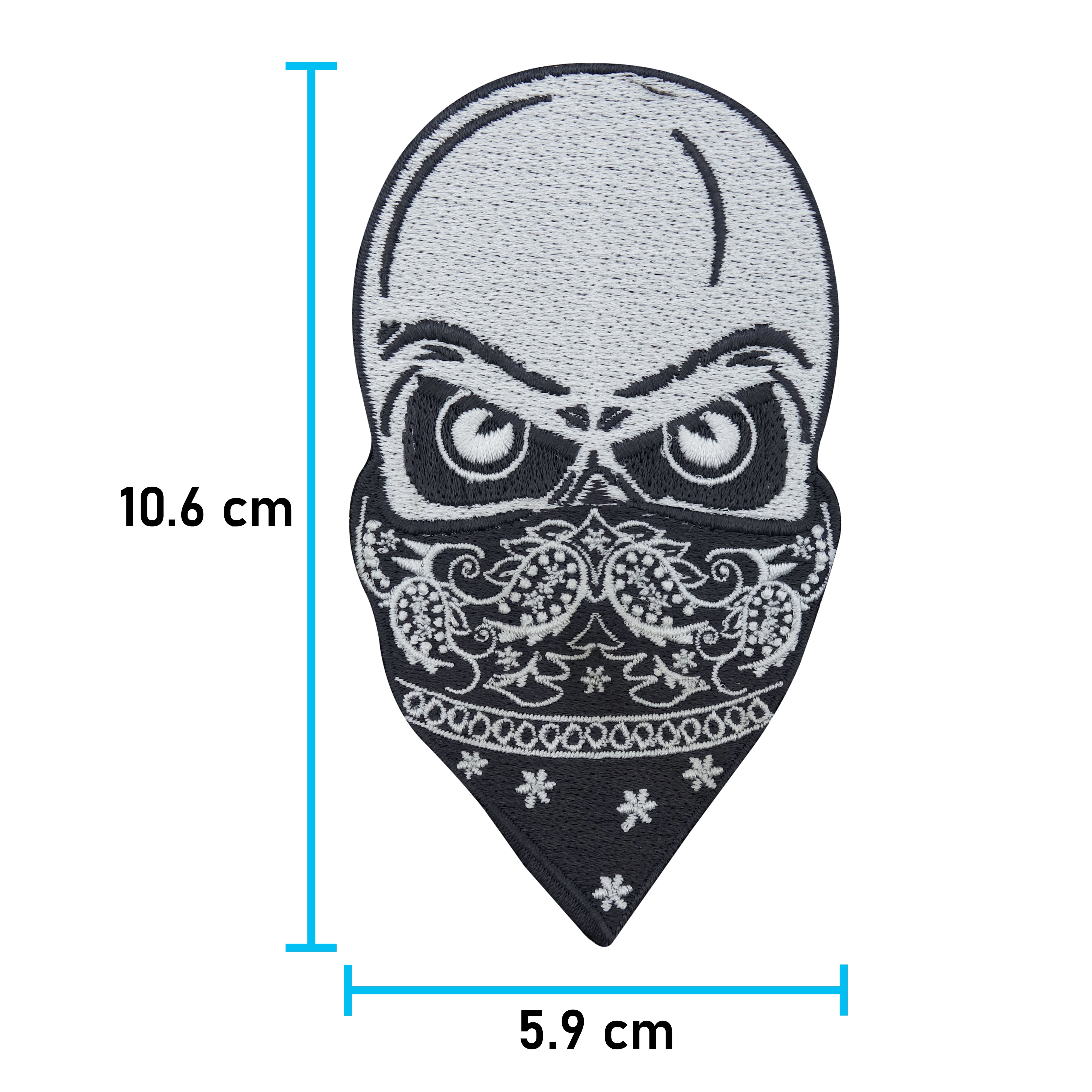 Totenkopf mit Bandana Patch zum Aufbügeln | Aufnäher geeignet für Lederwesten, Totenschädel Patches, Biker Schädel Bügelflicken, Motorrad Kutte Flicken Finally Home