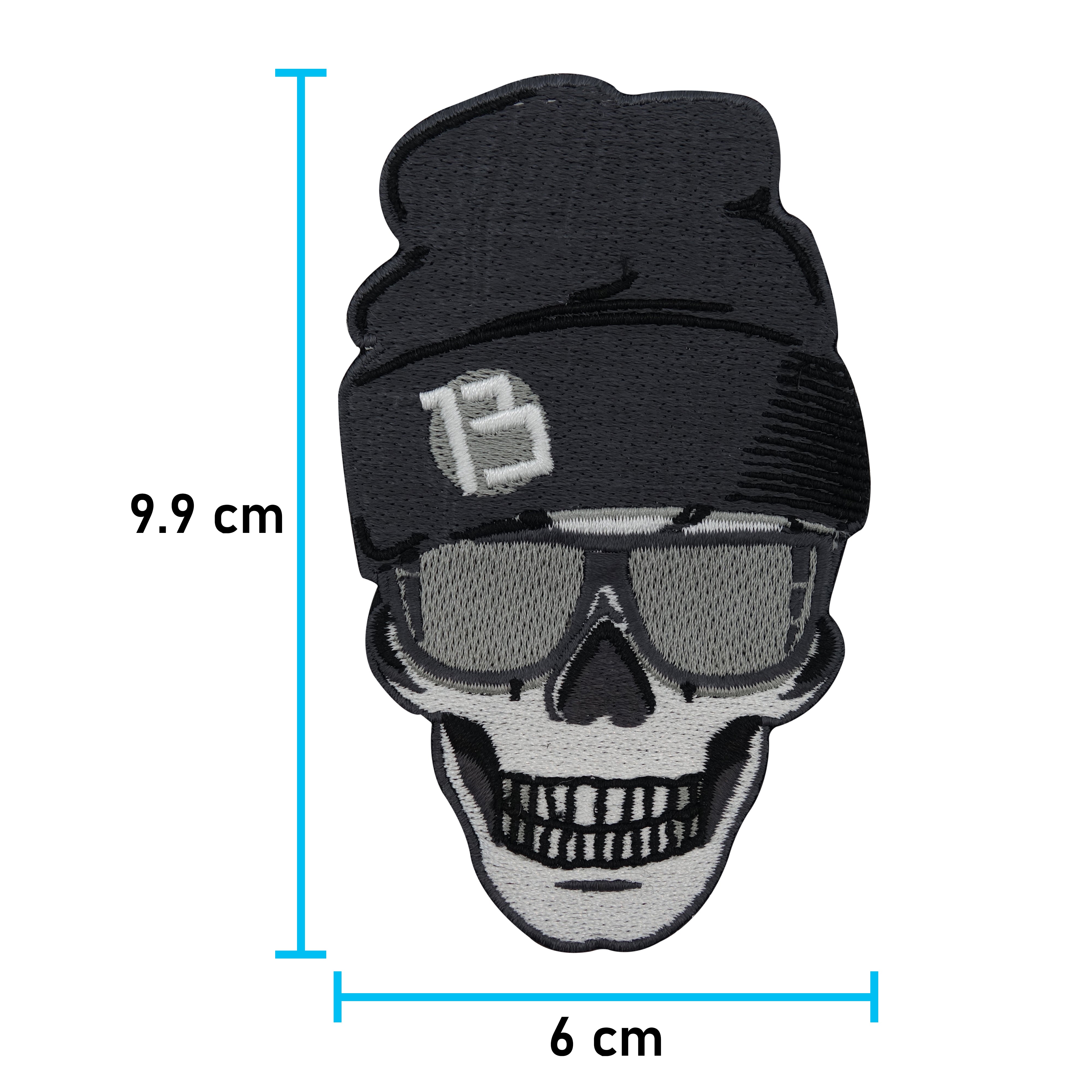 Totenkopf mit Mütze und Sonnenbrille Patch zum Aufbügeln | Totenschädel Patches, Biker Schädel Bügelflicken, Motorrad Kutte Flicken, Aufnäher Finally Home