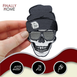 Totenkopf mit Mütze und Sonnenbrille Patch zum Aufbügeln | Totenschädel Patches, Biker Schädel Bügelflicken, Motorrad Kutte Flicken, Aufnäher Finally Home