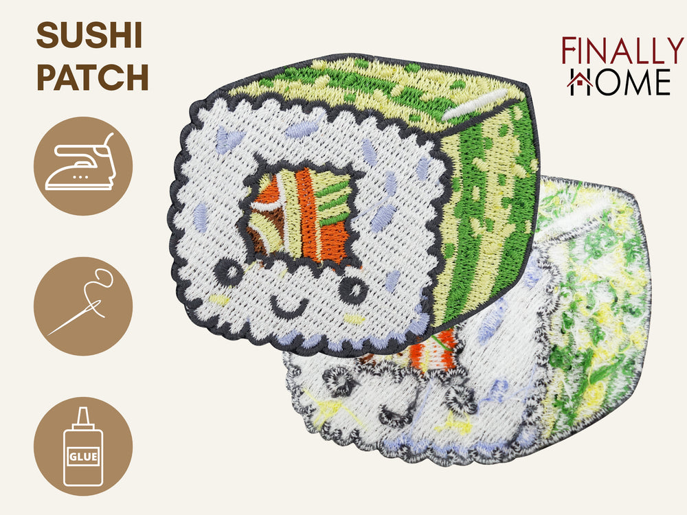 Kawaii Sushi Patch mit Bügelfolie mit den Icons aufbügeln, aufnähen, aufkleben