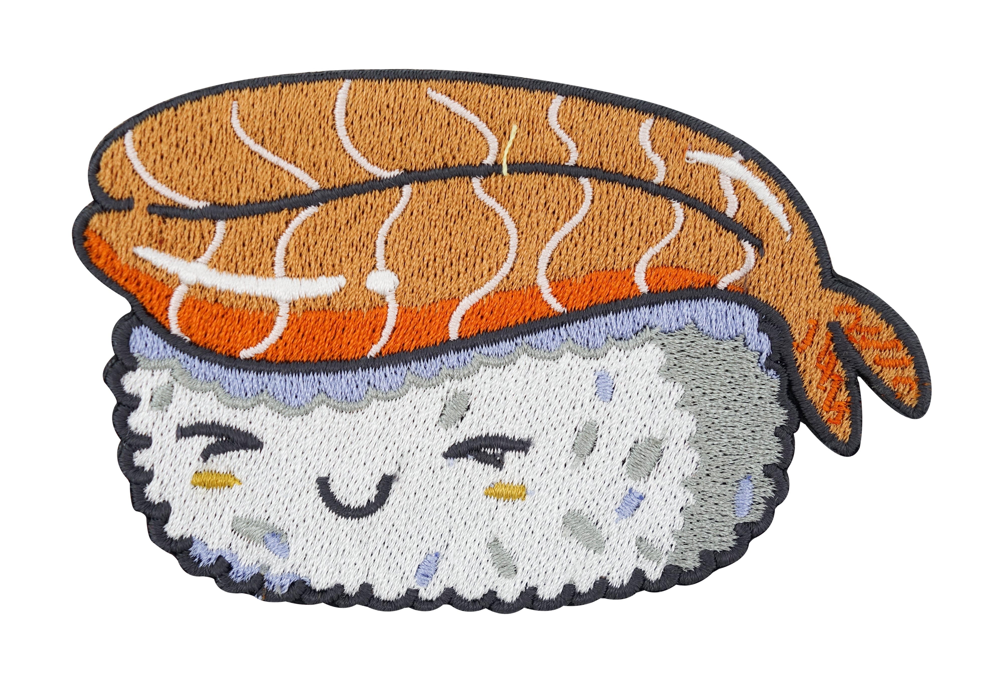 Süßer Kawaii Lachs Sushi Patch in Weiß und Orange