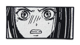 Wütendes Anime Mädchen Patch in Schwarz-Weiß