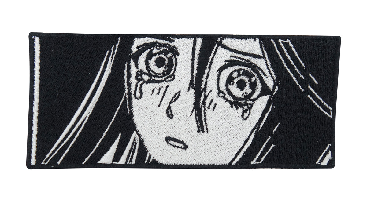 Ängstliches Anime Mädchen Patch in schwarz/weiß
