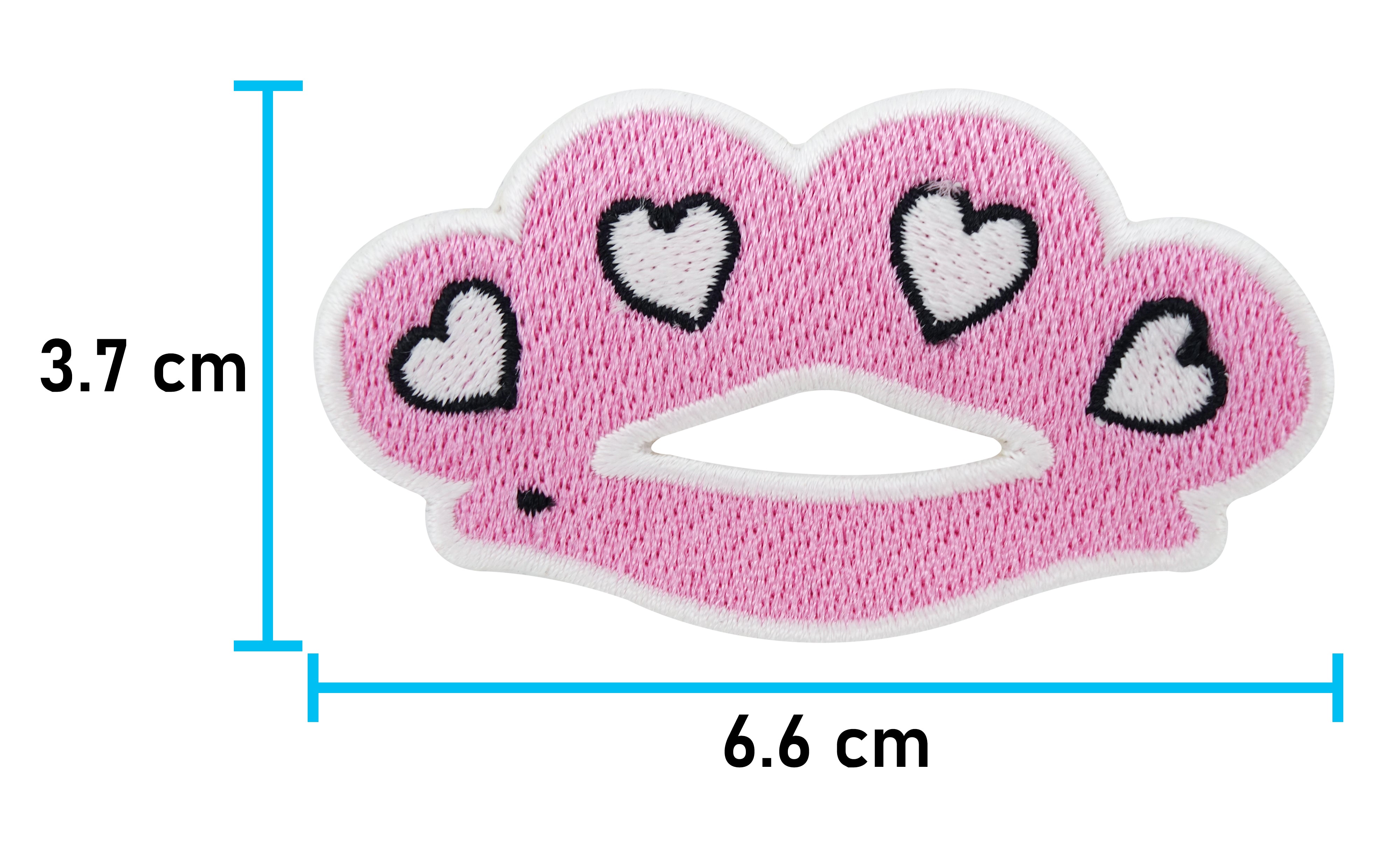 Rosa Schlagring-Patch, Maße: 3,7 x 6,6 cm