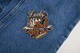 Lucky Garage Teufel Karten Biker Patch zum Aufbügeln | Motorrad Kutte Patches, Rückenaufnäher, Motorradjacke Rückenpatch, Motorcycle Aufnäher für Lederwesten, Finally Home
