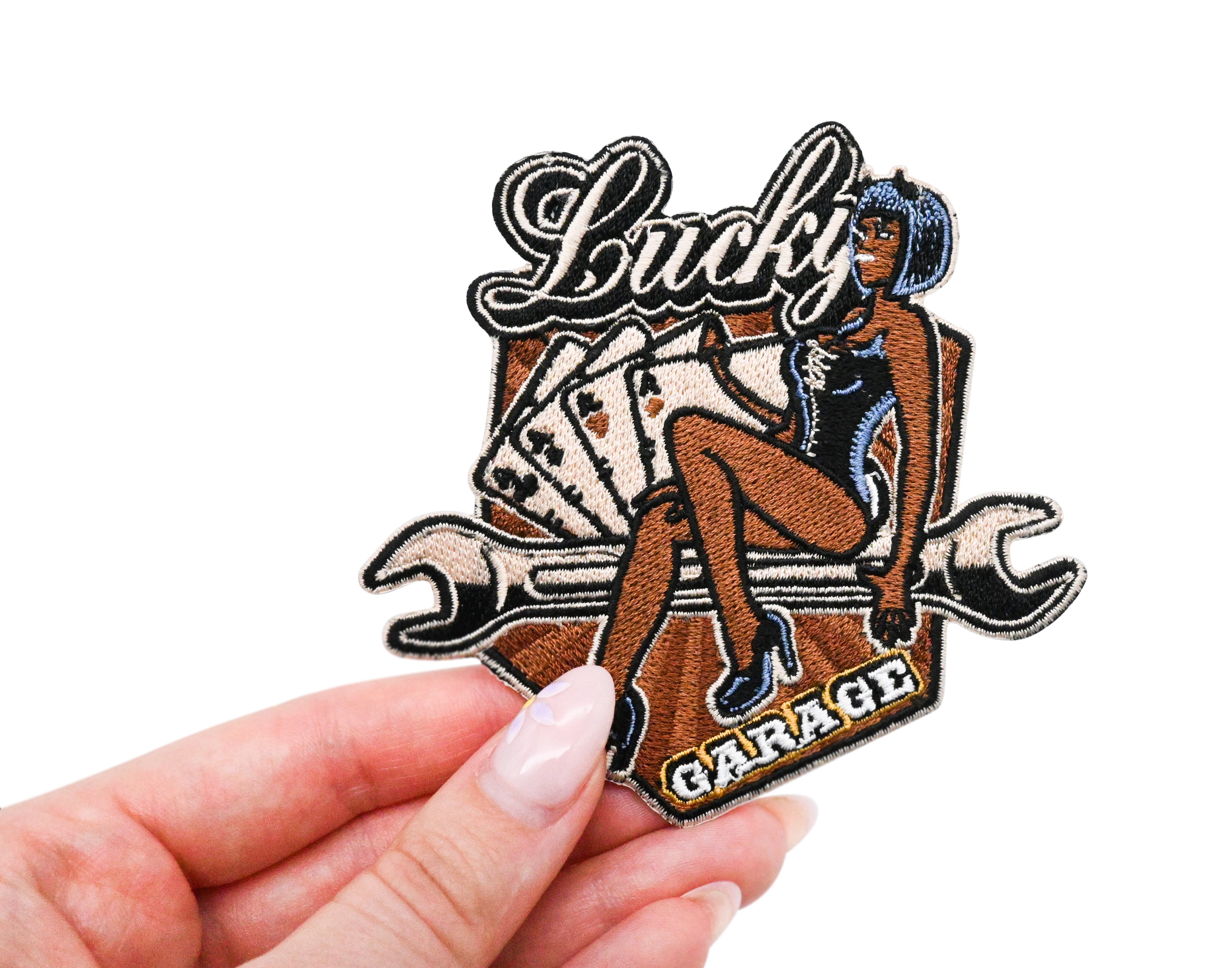 Lucky Garage Teufel Karten Biker Patch zum Aufbügeln | Motorrad Kutte Patches, Rückenaufnäher, Motorradjacke Rückenpatch, Motorcycle Aufnäher für Lederwesten, Finally Home