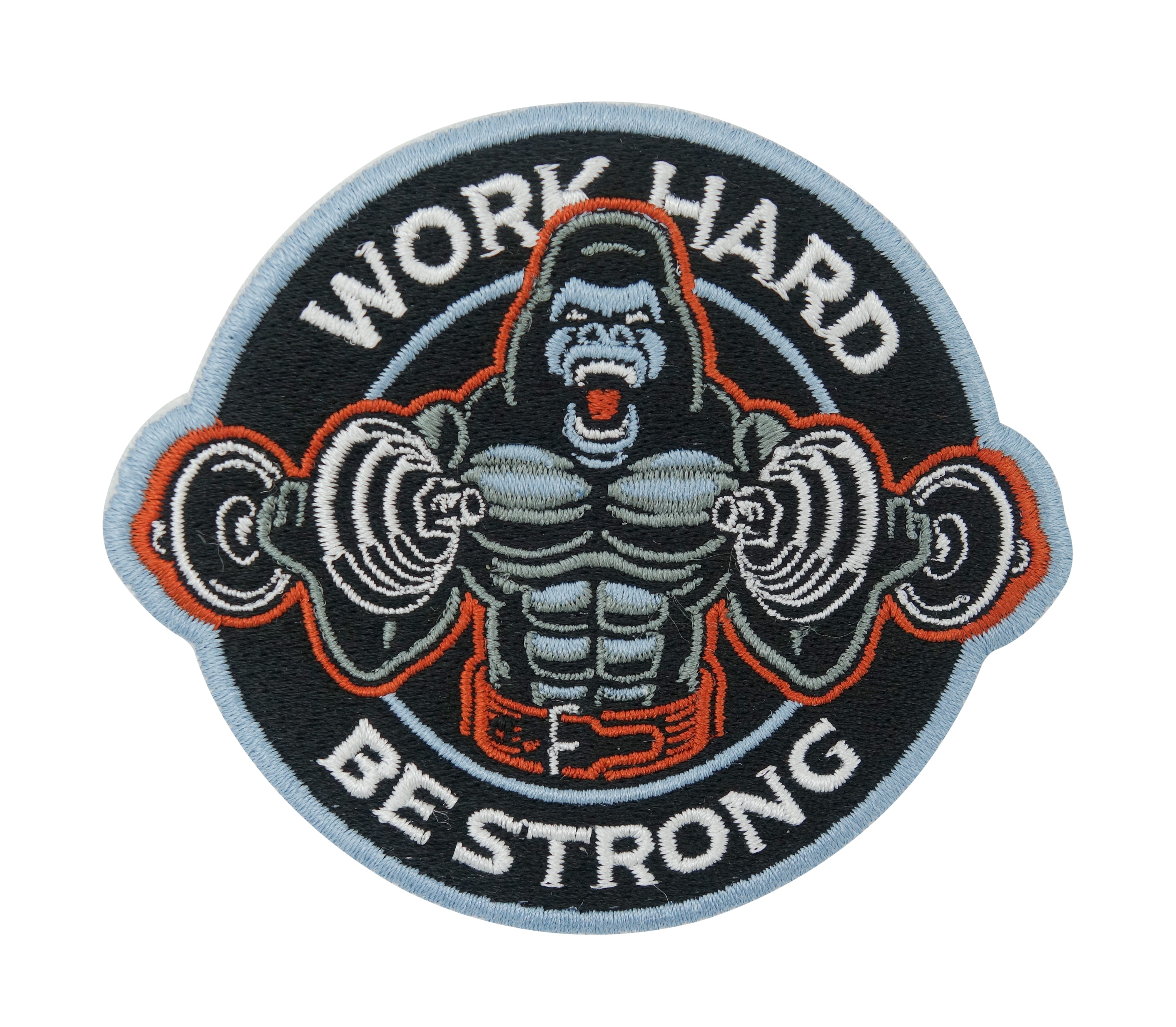 Schwarzer Work Hard Be Strong Klett Patch