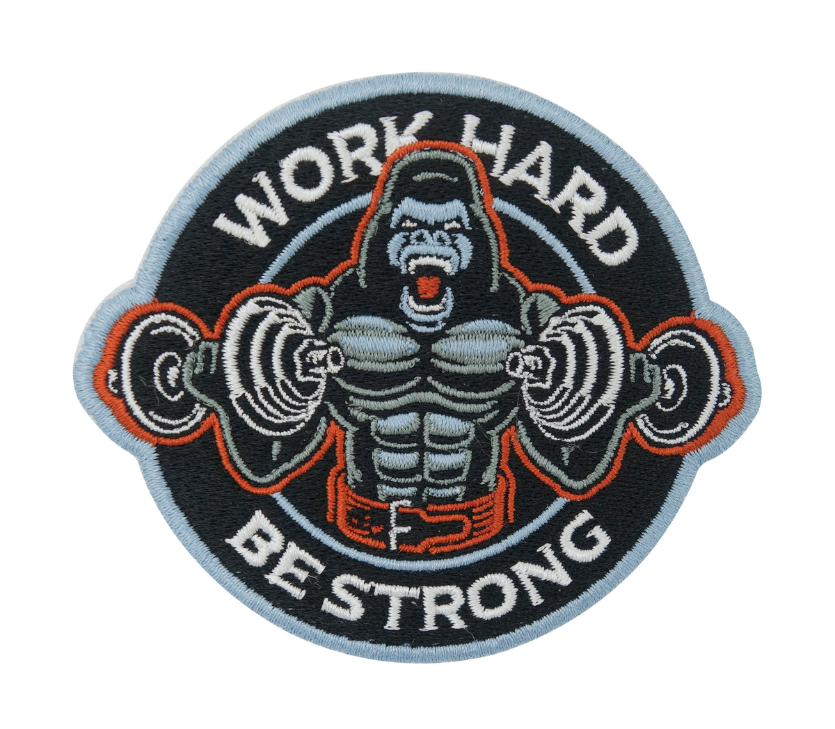 Schwarzer Work Hard Be Strong Klett Patch