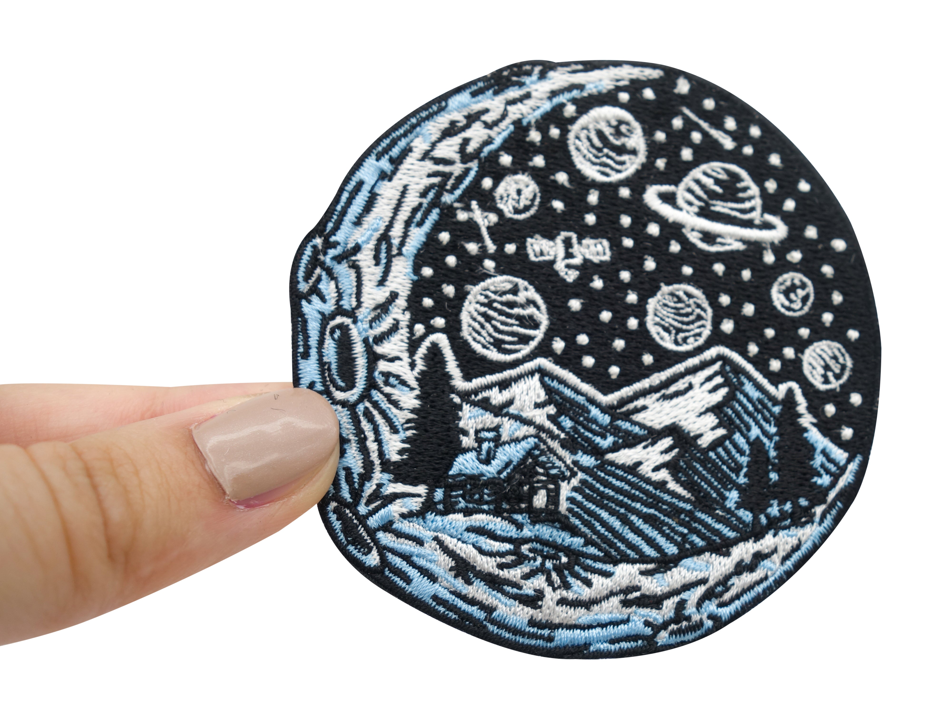 Haus auf dem Mond Patch zum Aufbügeln | Weltall Patches, Erde Moon Bügelbild, Weltraum Flicken, Planet Aufnäher, Finally Home