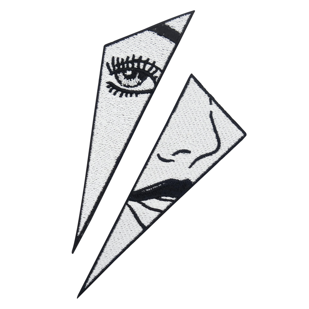 Weißer Broken Face Patch mit Frauengesicht in Scherbe