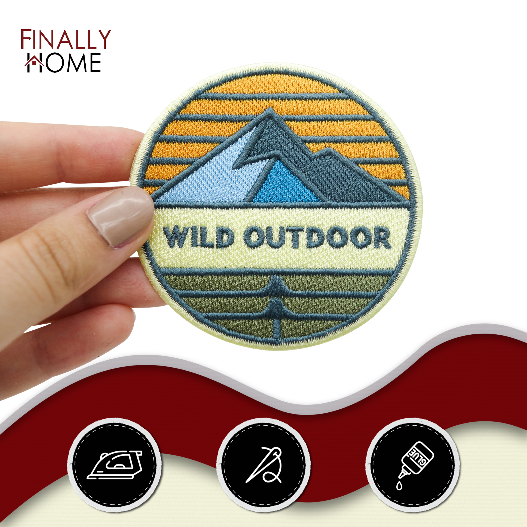 Adventure Collection: Wild Outdoor Berg Patch zum Aufbügeln | Wandern Patches, Bügelflicken, Bügelbild, Aufnäher Wanderer Rucksäcke Finally Home