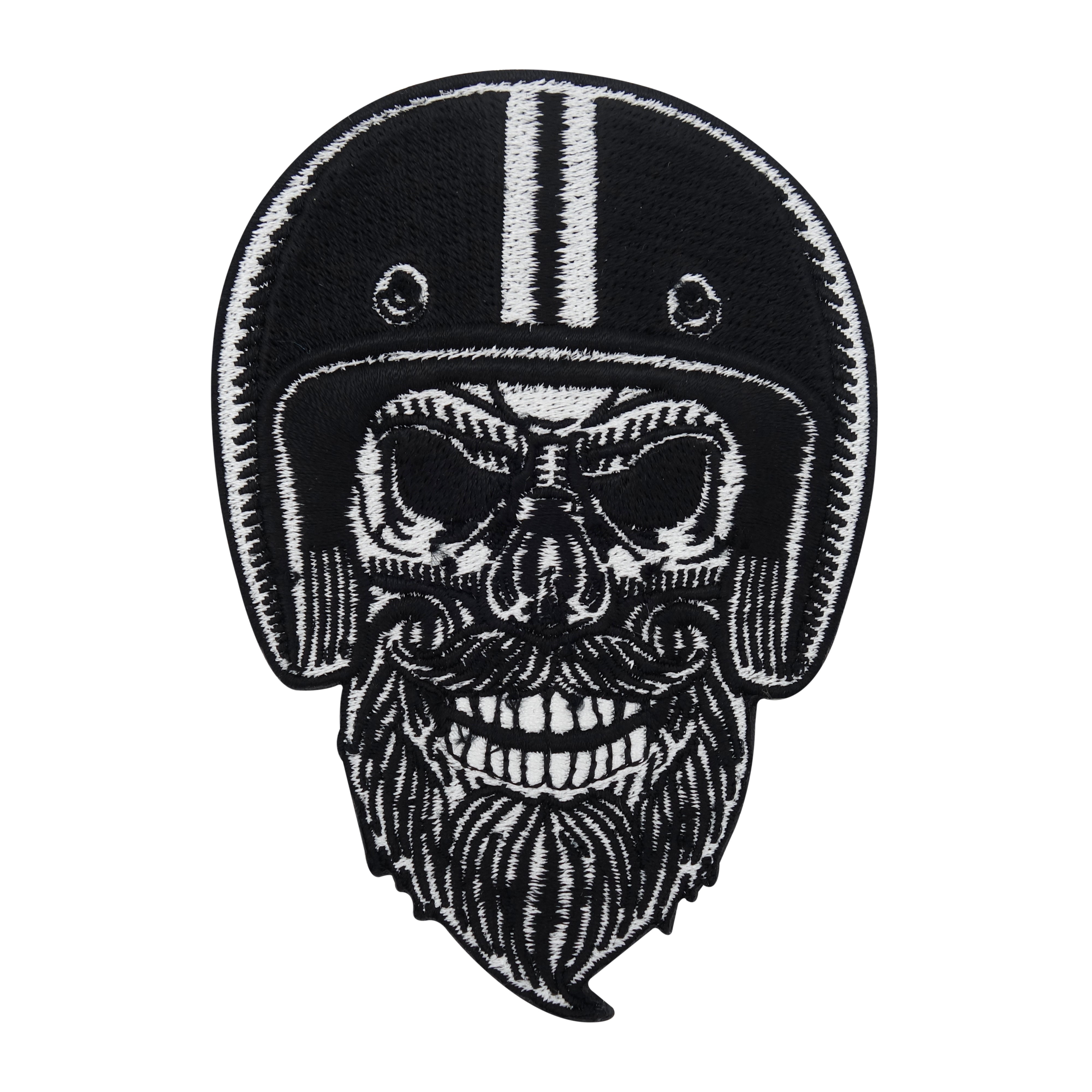 Schwarzer Totenkopf Biker mit Helm Patch
