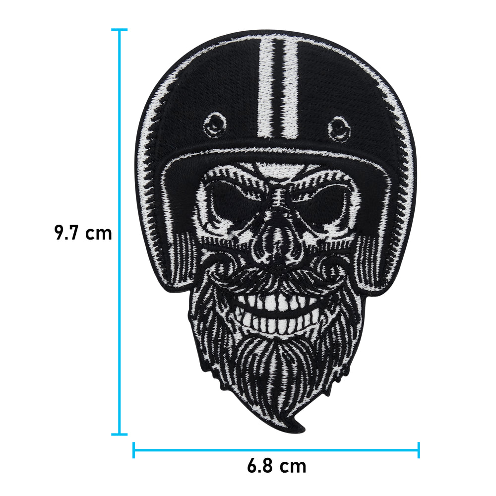 Schwarzer Totenkopf Biker Patch, Maße: 9,7 x 6,8 cm