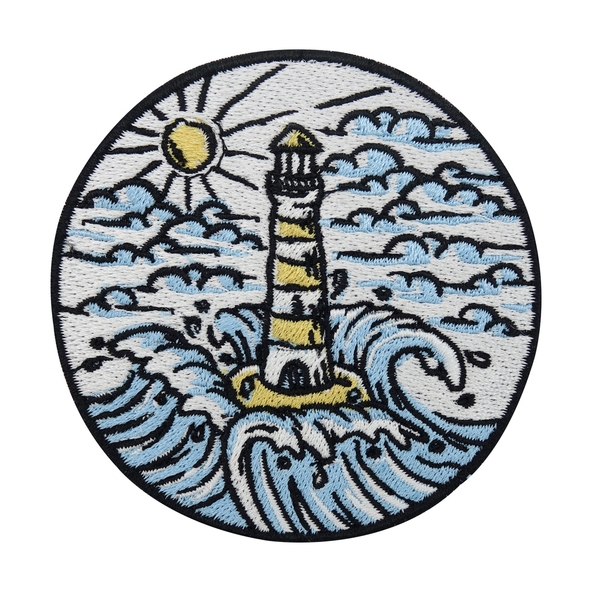 Blau-gelber Leuchtturm auf hoher See Patch 