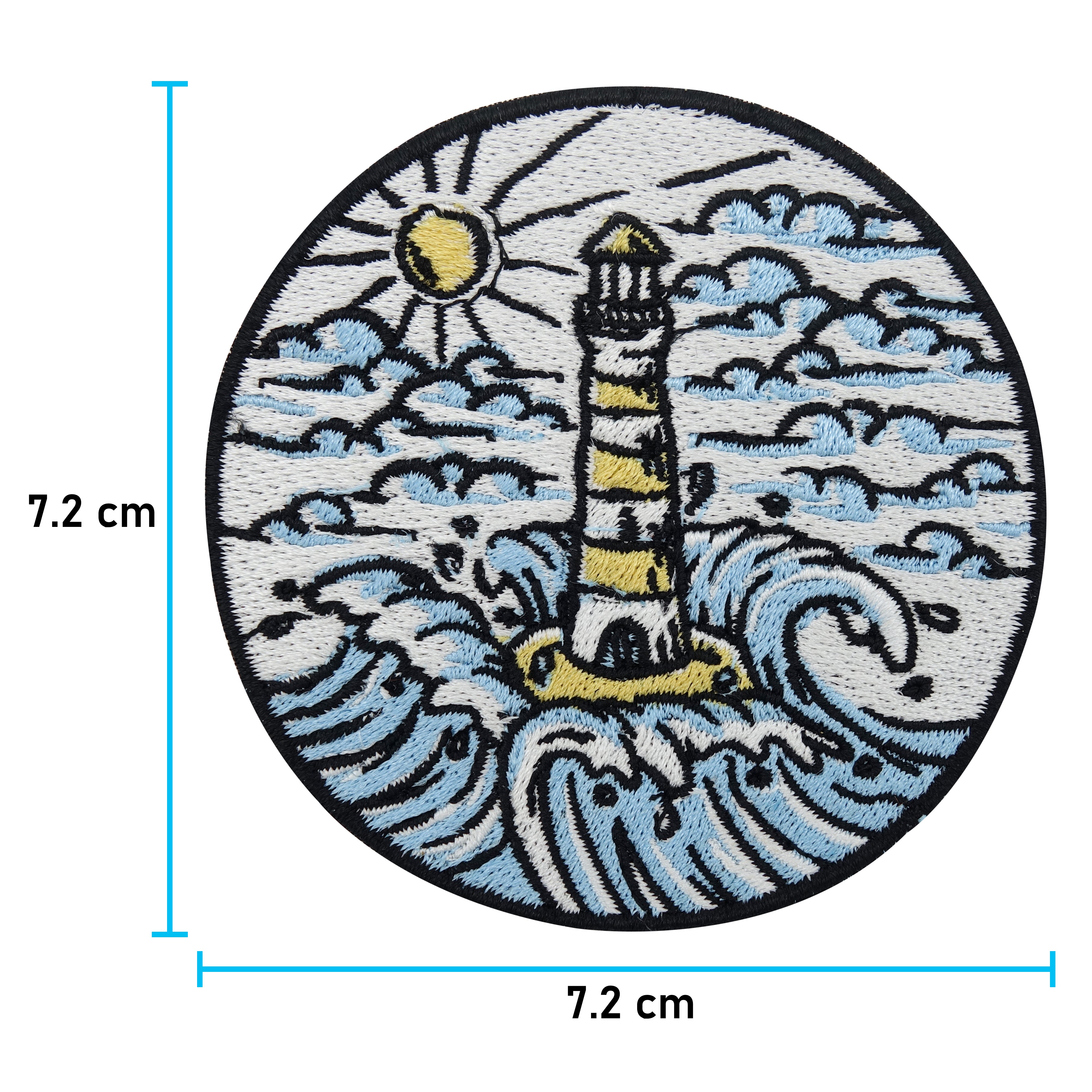 Leuchtturm Patch mit Maßen 7,2 x 7,2 cm